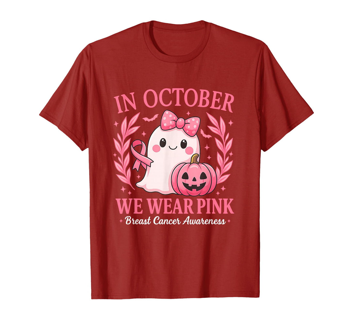 in October We Wear Pink Shirt Ghost Breast Cancer Awareness T-Shirt