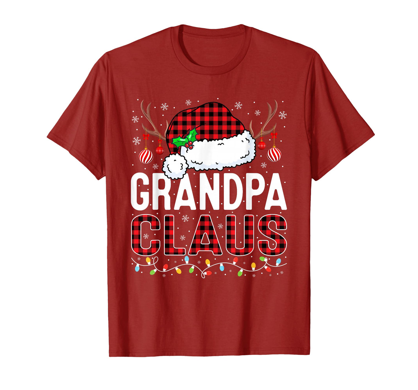 Christmas Lights Grandpa Claus Family Matching Xmas Pajama T-Shirt