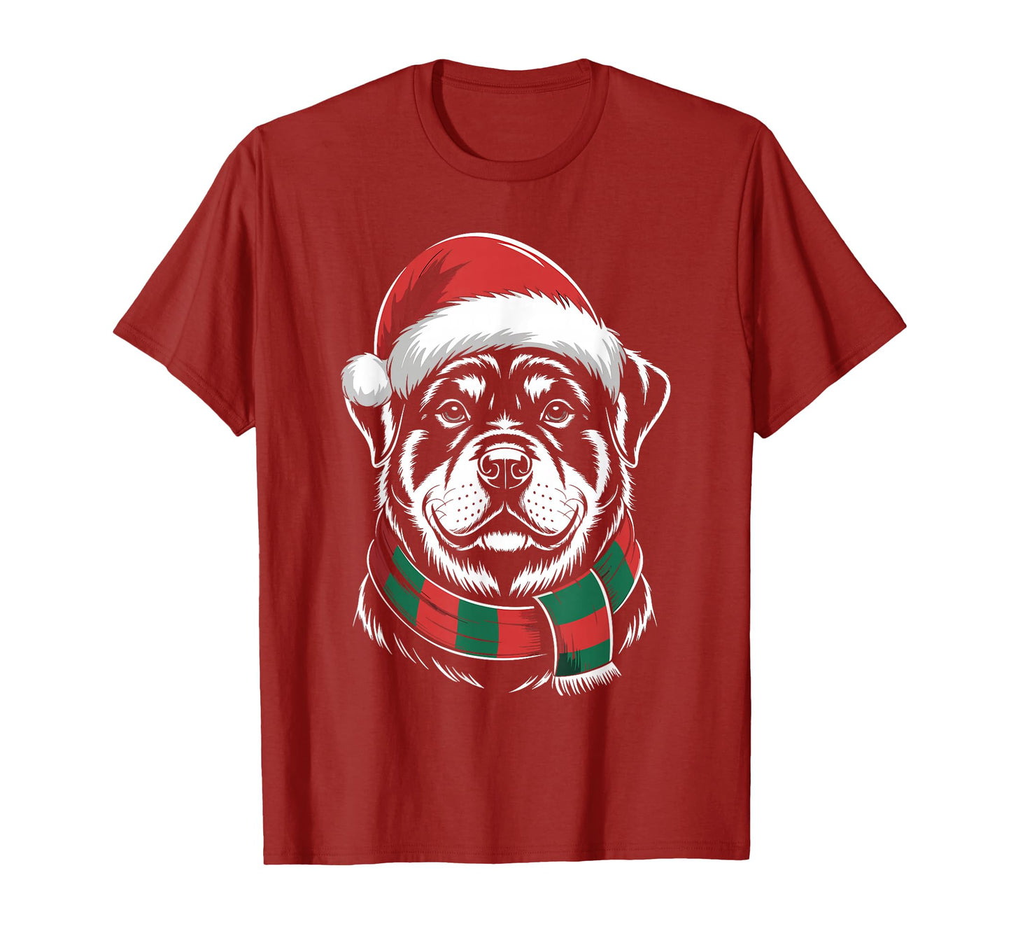 Rottweiler Dog Xmas Santa Hat Scarf Christmas Costume T-Shirt