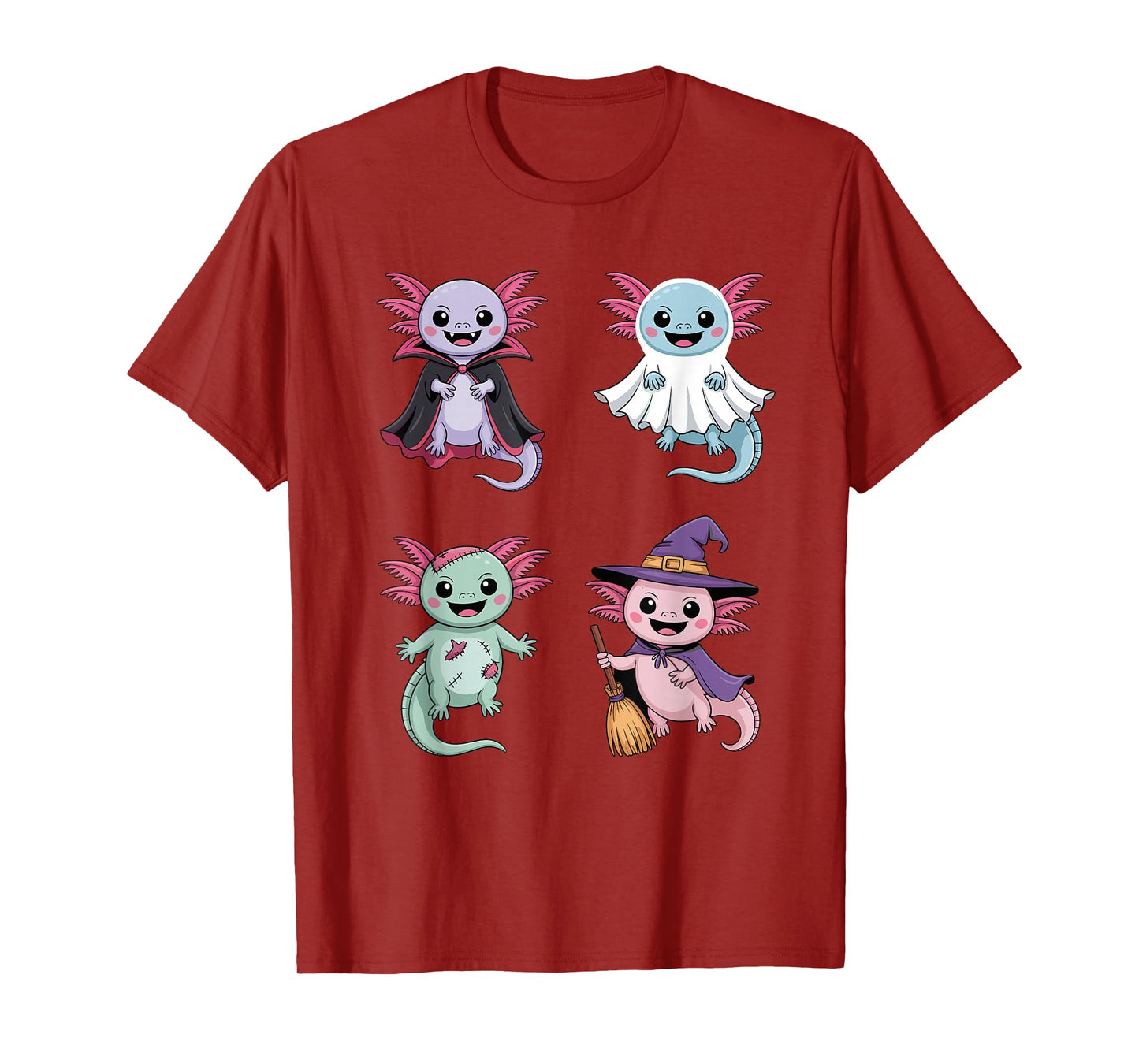 Axolotl Ghost Witch Zombie Halloween Costume Girls Boys T-Shirt