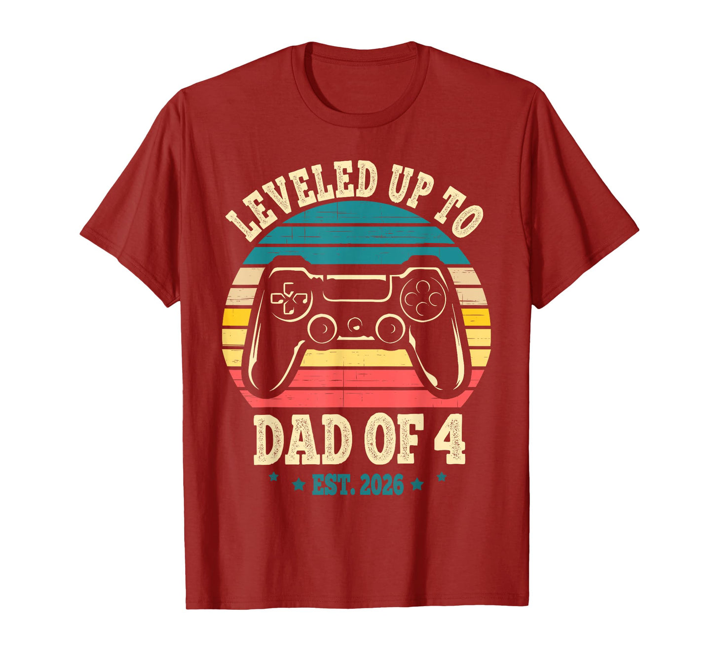 I Leveled Up to Dad of 4 2026 Promoted to Dad of Four Kids T-Shirt