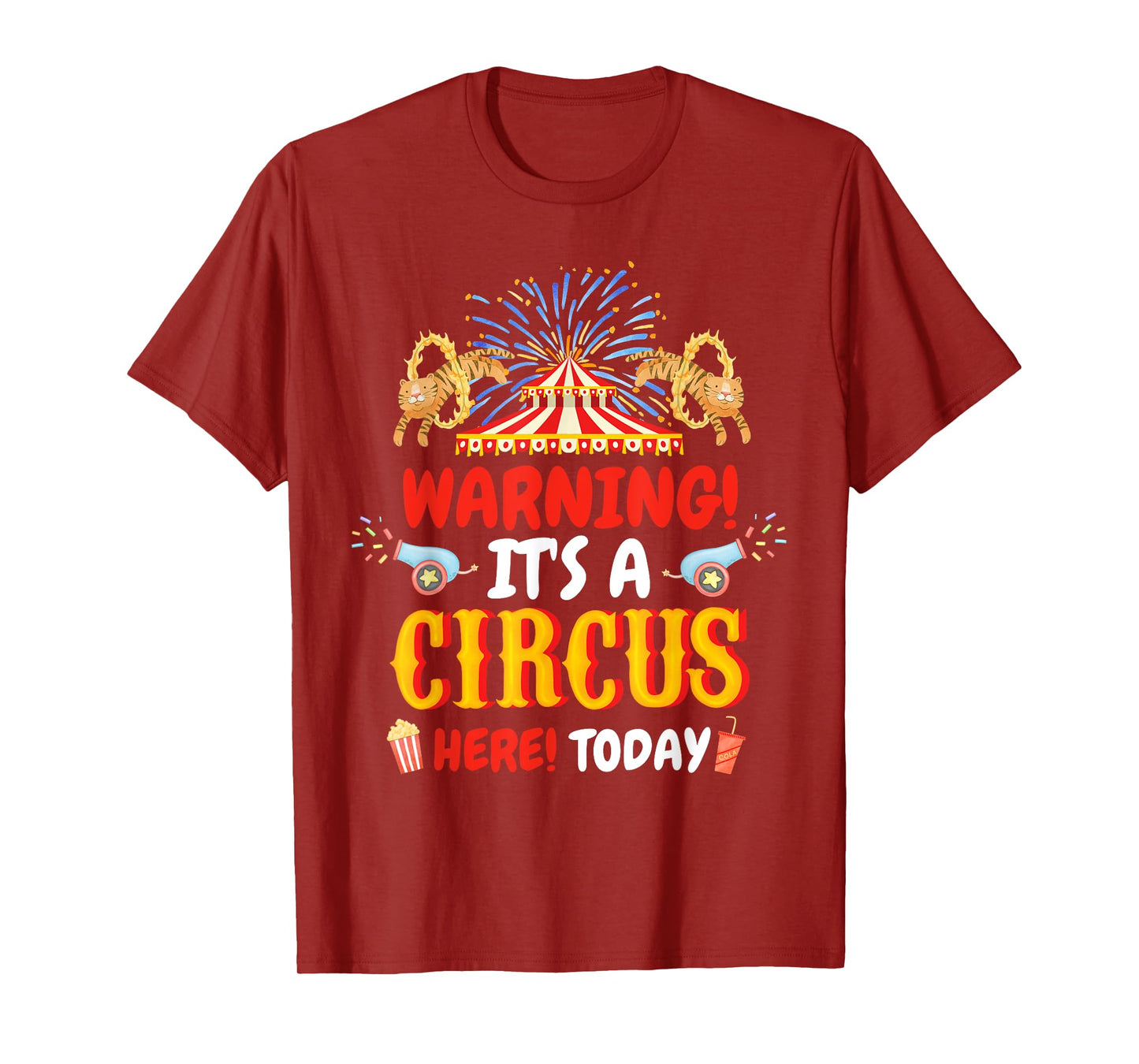Warning It's A Circus Here Today Carnival Birthday Party T-Shirt, Small, Black