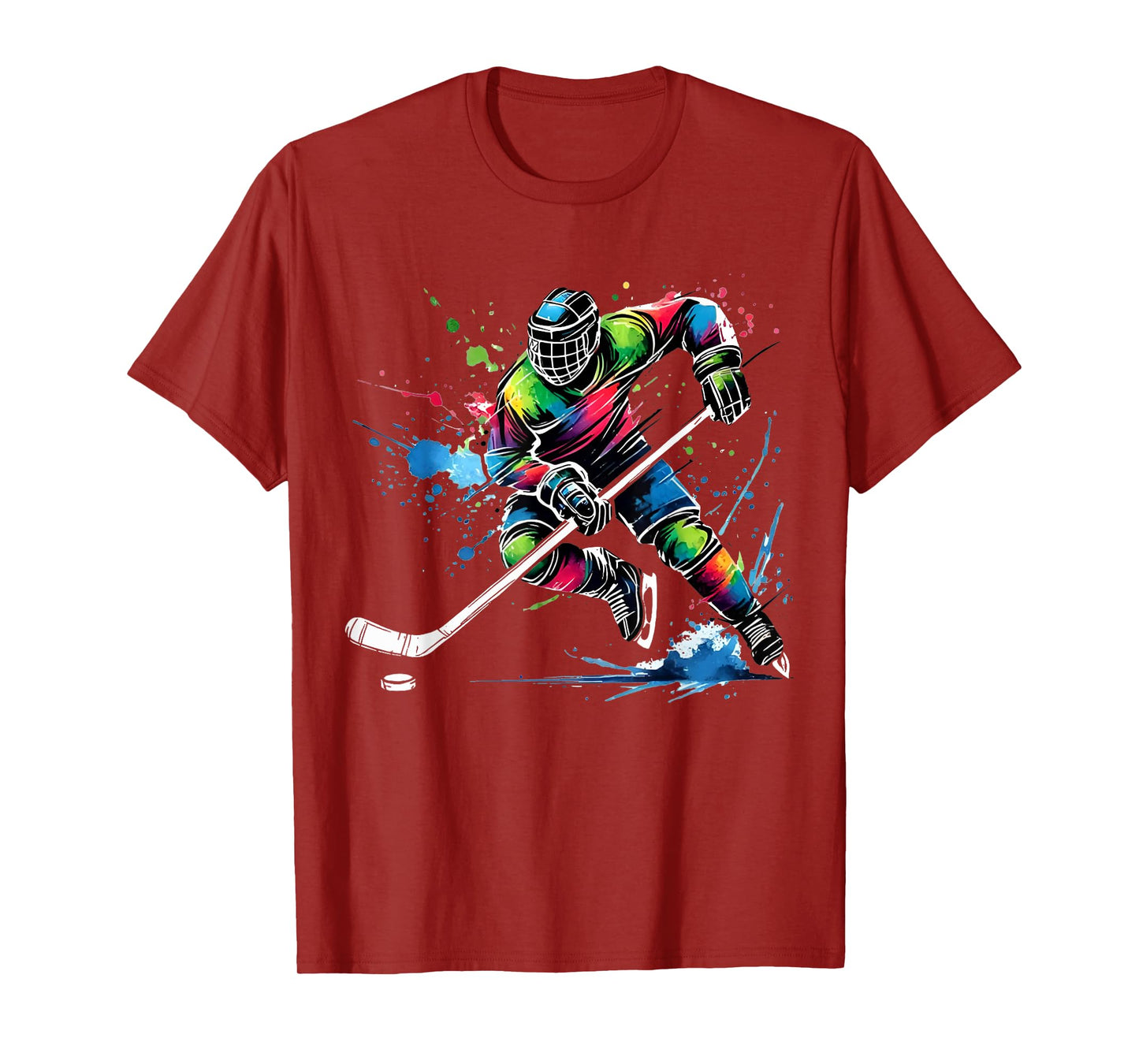 Colorful Ice Hockey Fan Player Tie Dye Color Splash Sports T-Shirt