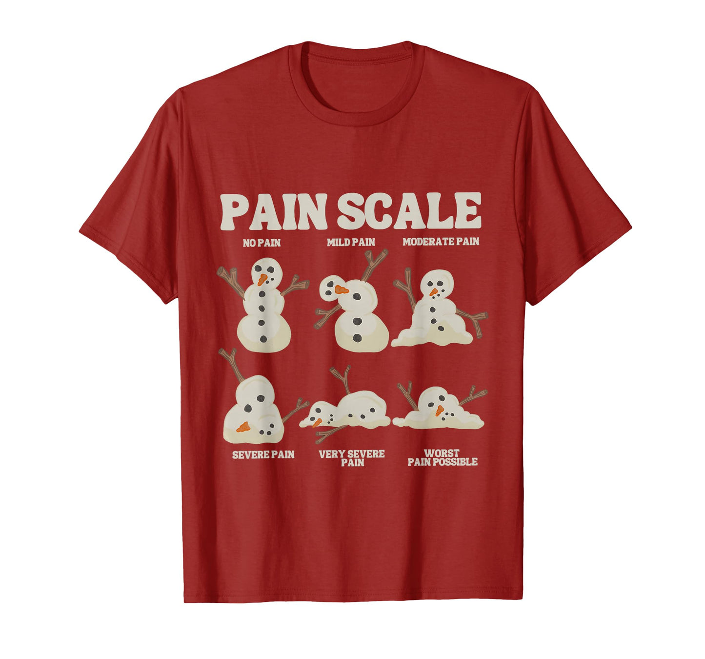 Pain Scale Snowman Funny Nurse Christmas ICU Nurse T-Shirt