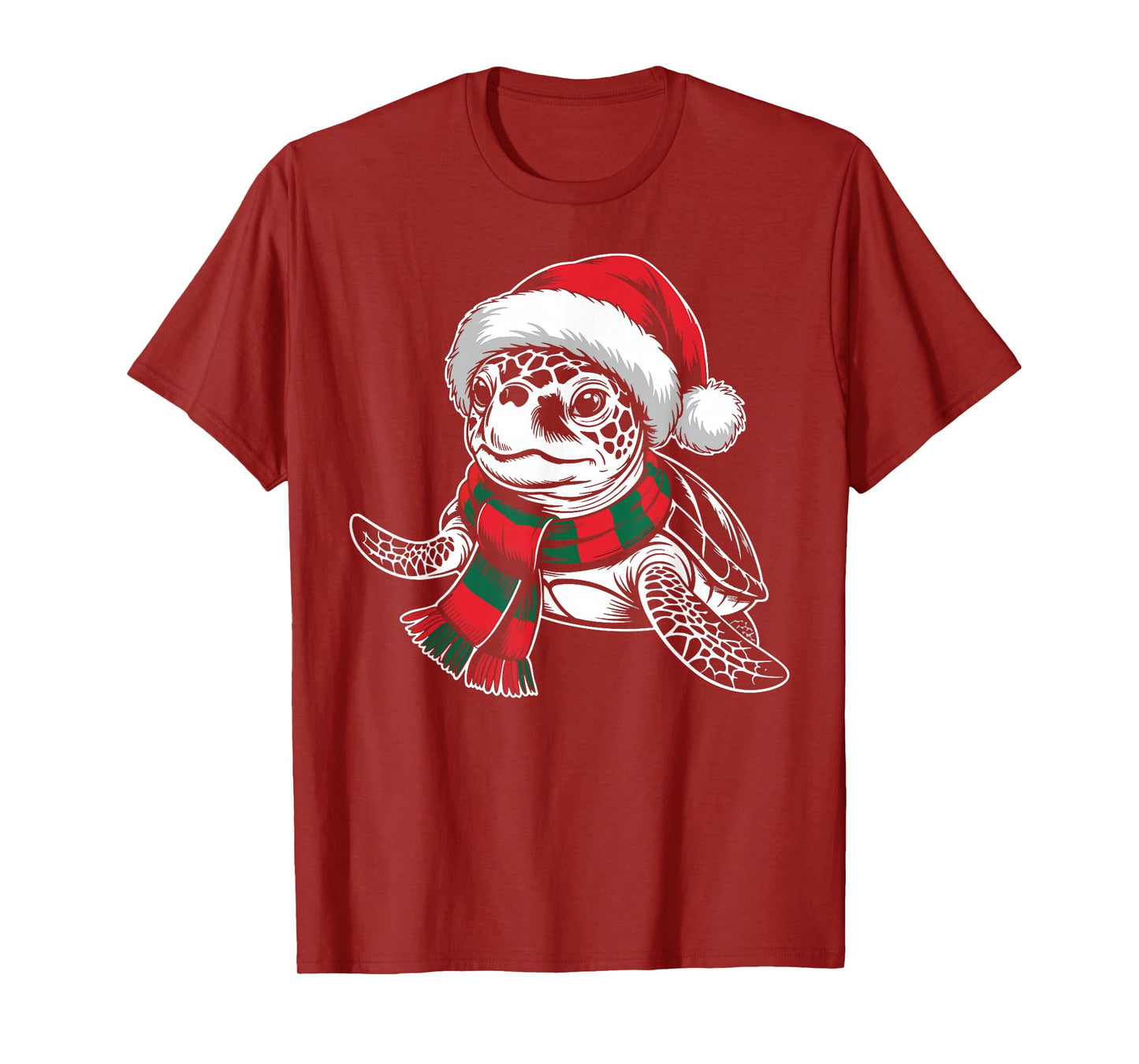 Sea Turtle Xmas Santa Hat Scarf Christmas Costume T-Shirt