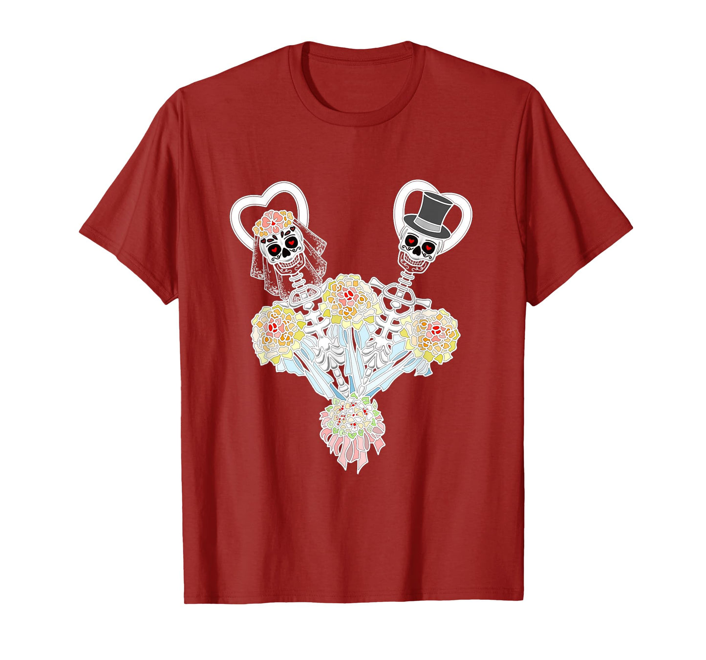 Funny Halloween Skeleton Couple Bride and Groom T-Shirt