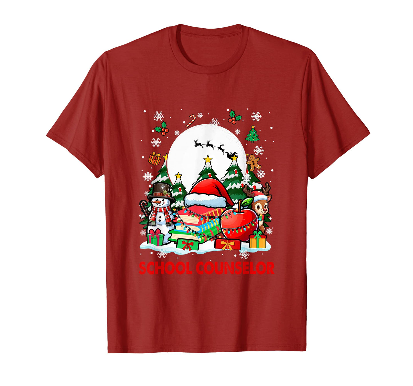 School Counselor Job Tools Santa Snowmen Reindeer Christmas T-Shirt
