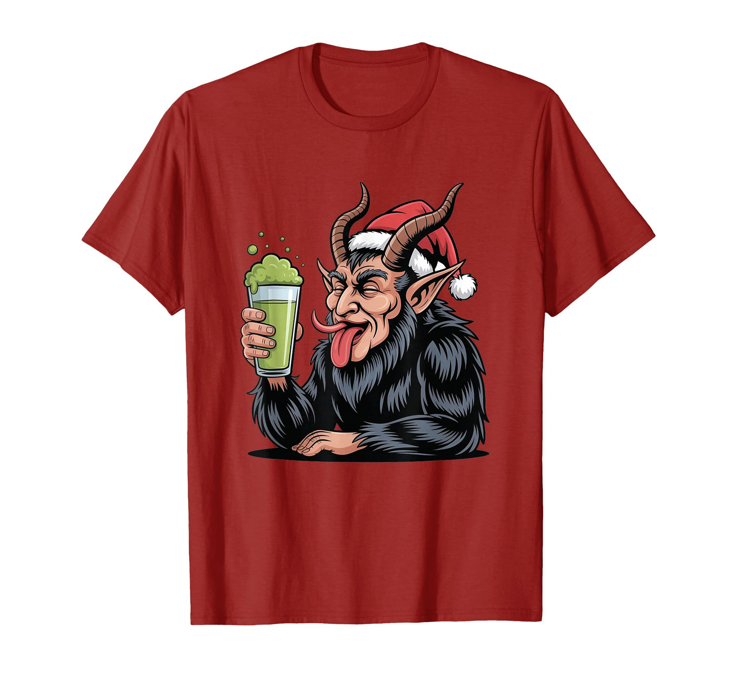 Evil Krampus Dark Santa Christmas Drinking Matcha Tea T-Shirt