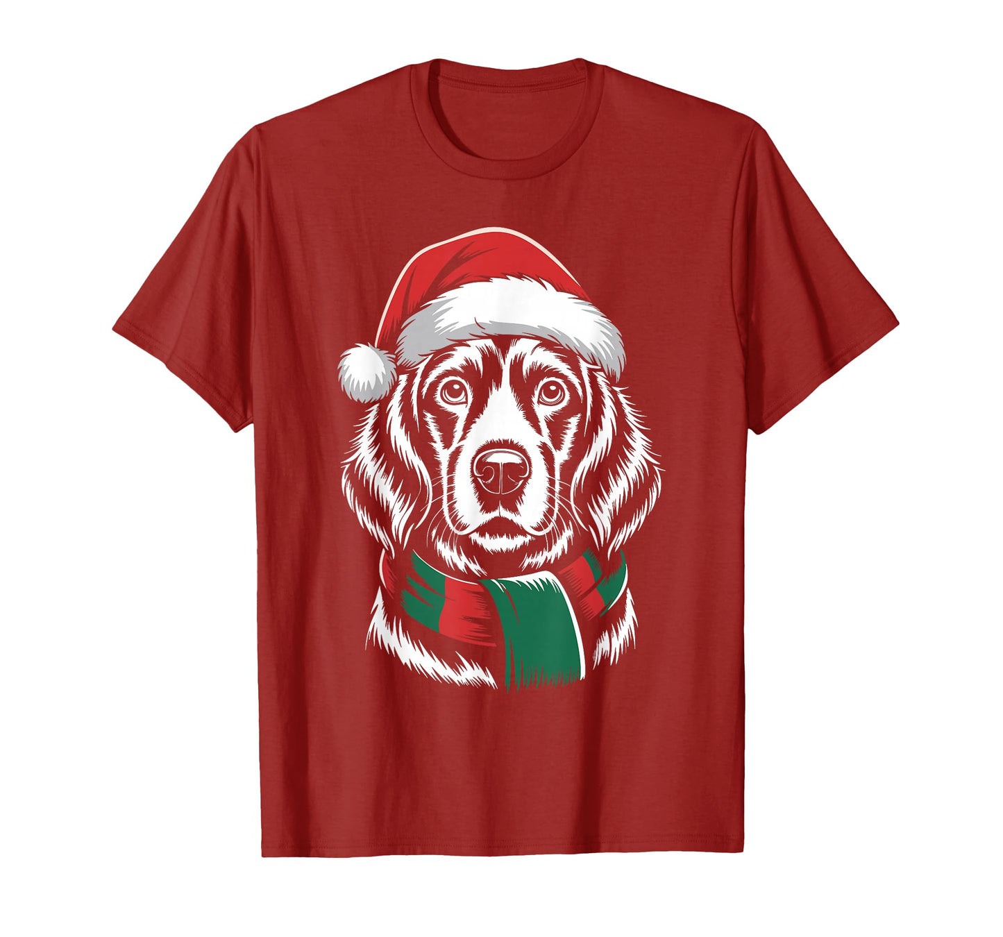Irish Setter Dog Xmas Santa Hat Scarf Christmas Costume T-Shirt