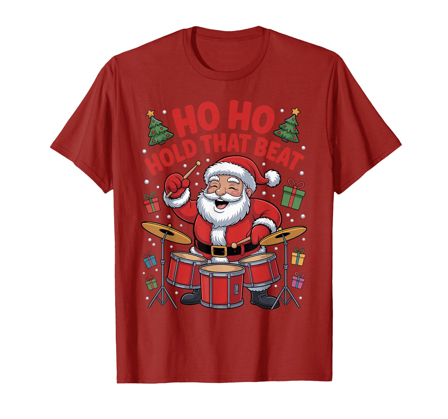 Funny Santa Playing Drums Holiday Chrismas Drummer Pajama T-Shirt