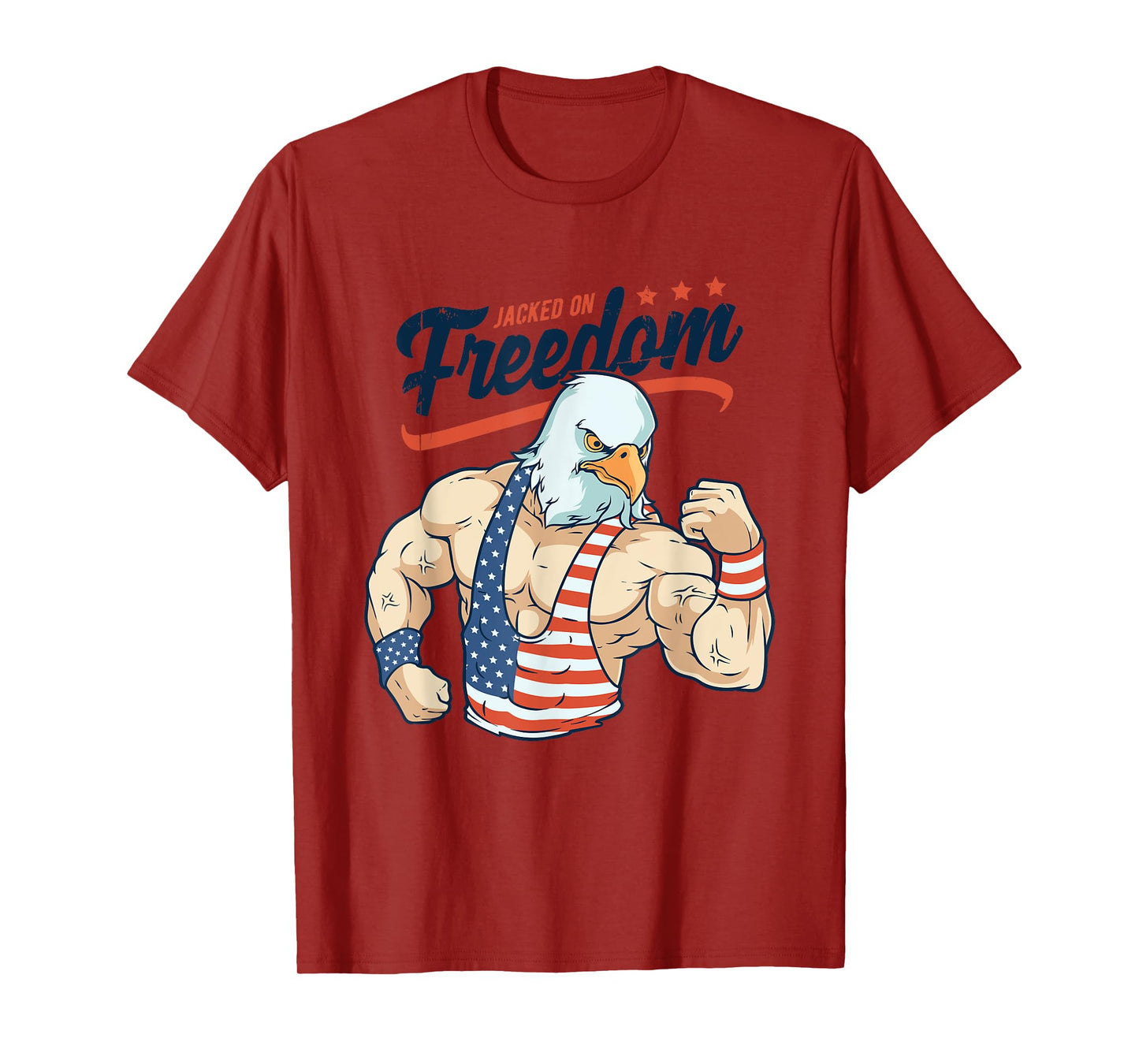 Funny Jacked on Freedom Eagle Workout 4th of July Gift T-Shirt
