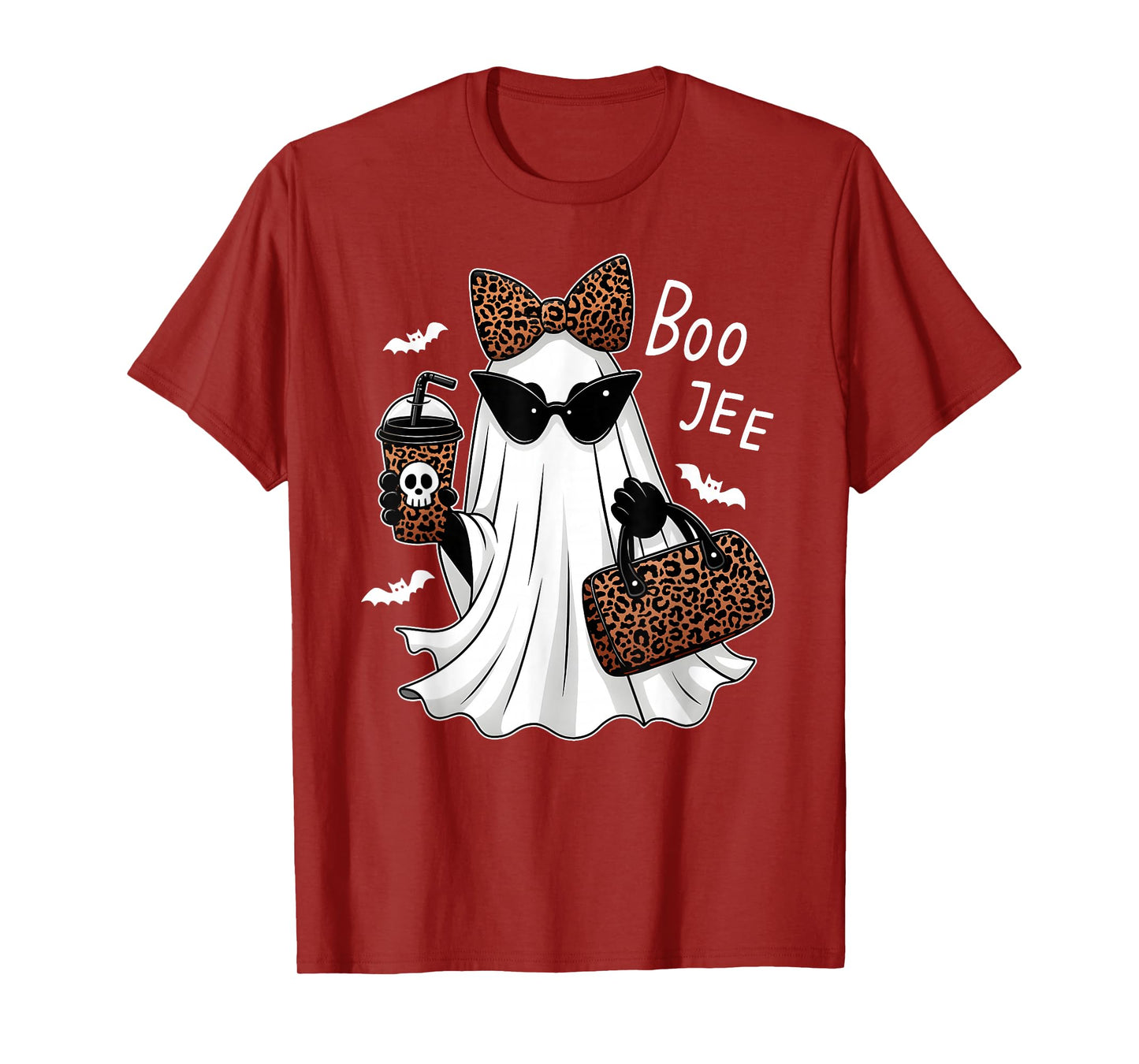 Coquette Leopard Ghost Coffee Boo-JEE Halloween Boujee Ghost T-Shirt