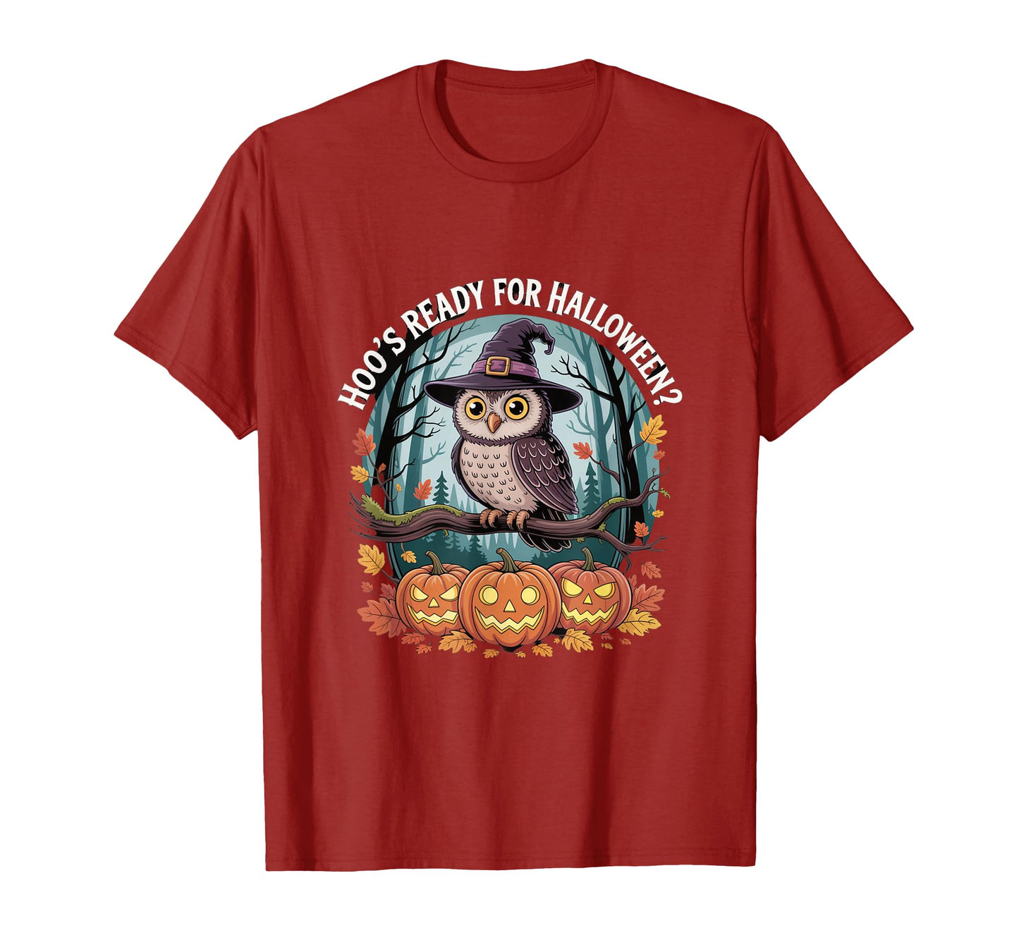 Hoo’s Ready for Halloween Owl with Pumpkins Witch Hat T-Shirt