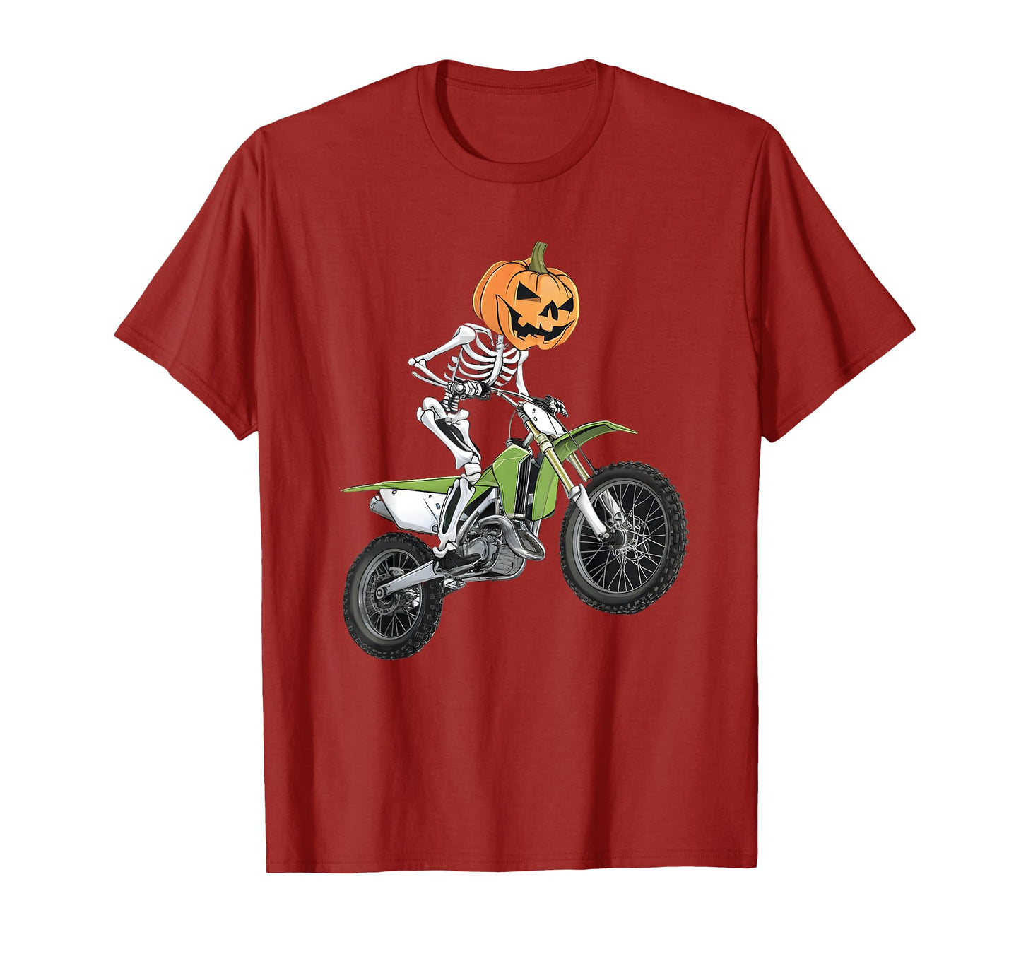 Skeleton Dirt Bike Rider Halloween Pumpkin Motocross Biker T-Shirt
