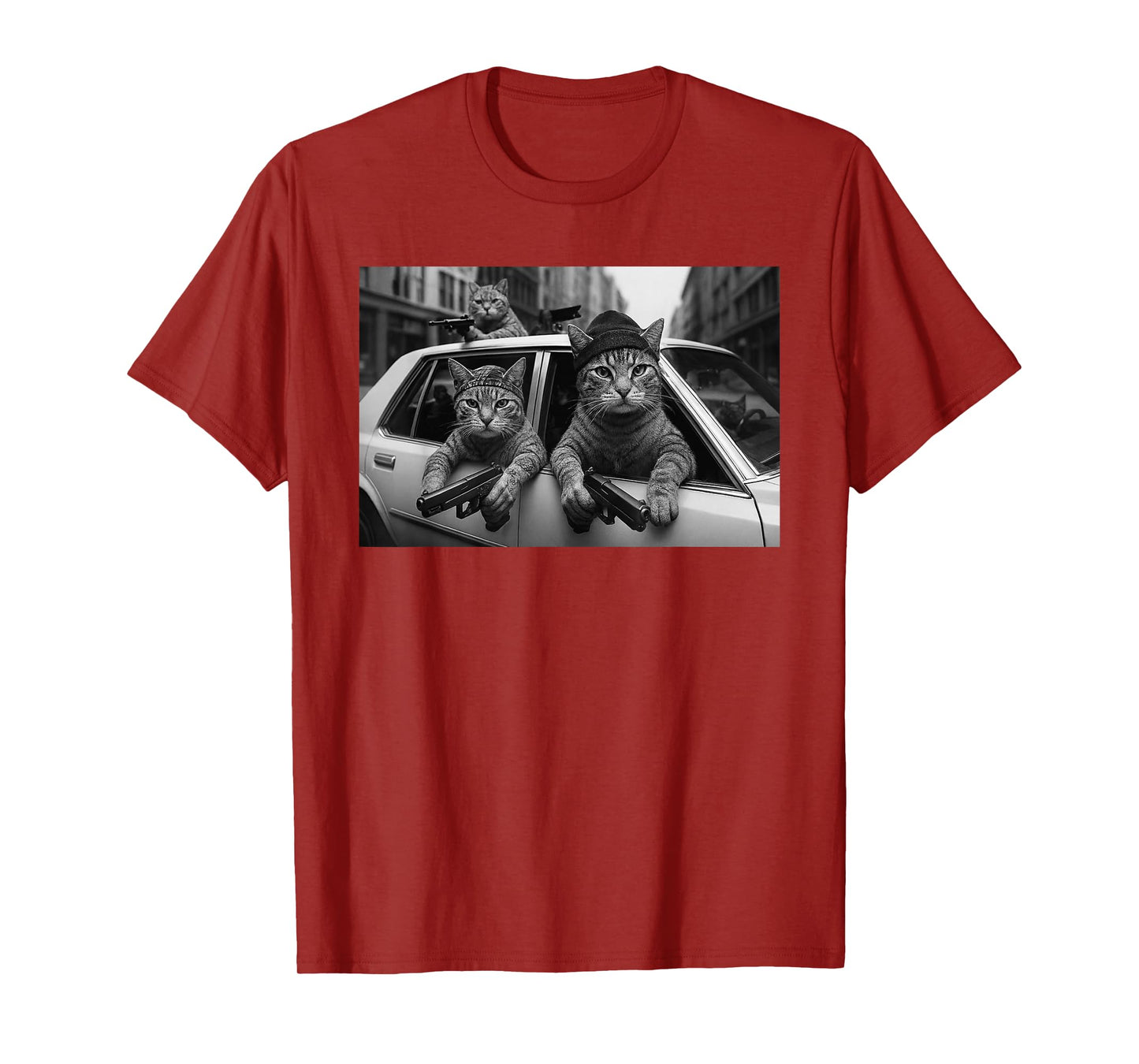 Funny Cat Gang Vintage Cats with Guns Meme Streetwear T-Shirt