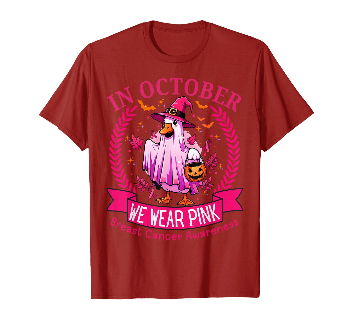 Breast Cancer Women Halloween in October We Wear Pink T-Shirt