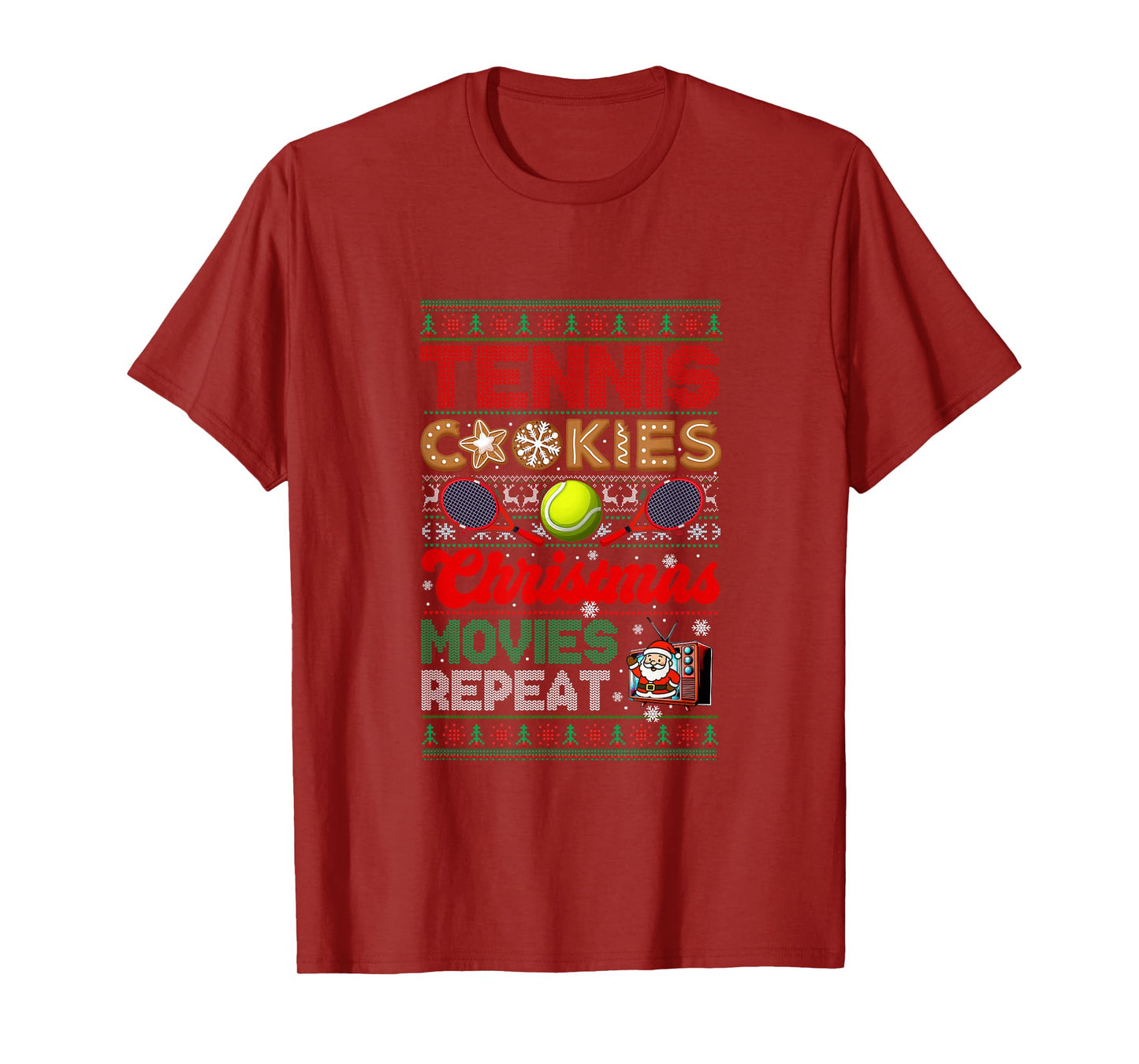 Tennis Cookies Christmas Movies Repeat Sweater Player T-Shirt