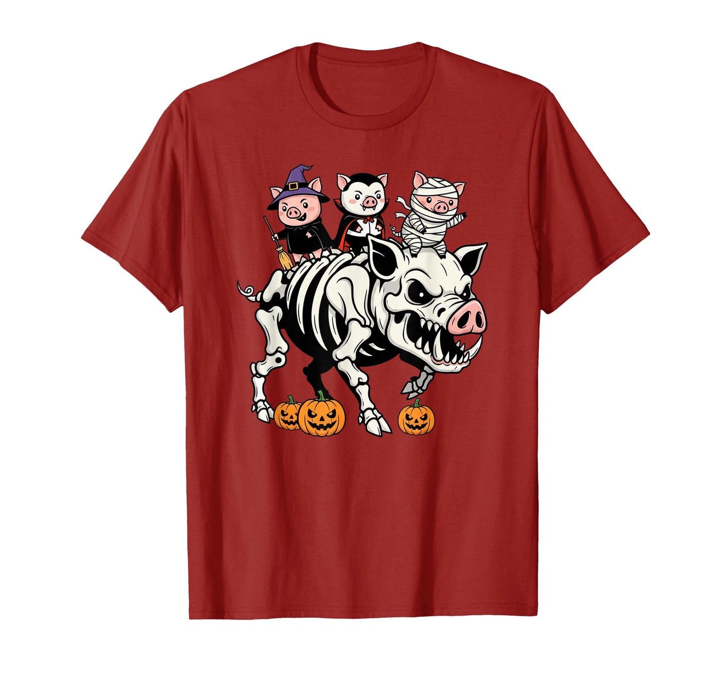 Funny Pig Skeleton Mummy Witch Halloween Kids Mens Womens T-Shirt