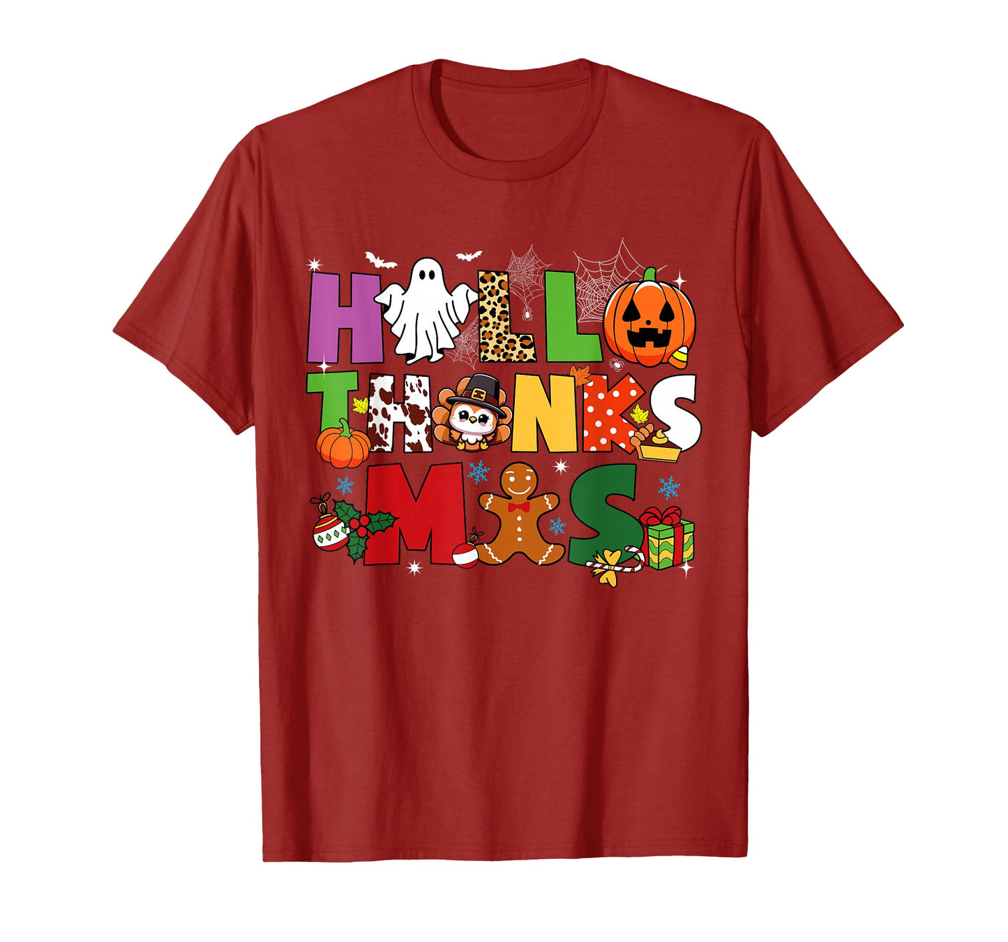 Happy Hallothanksmas Halloween Thanksgiving Christmas Day T-Shirt