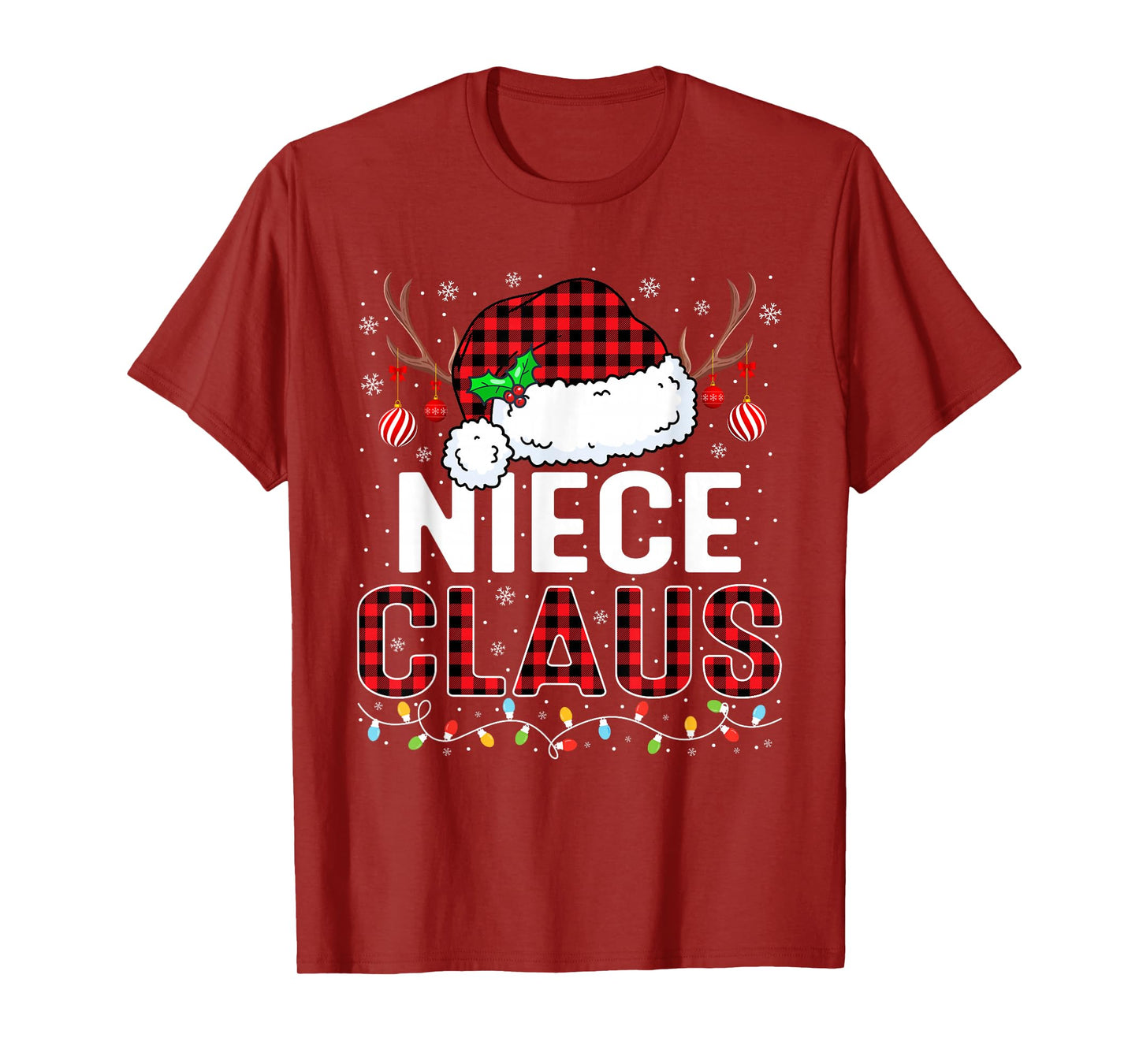 Christmas Lights Niece Claus Family Matching Xmas Pajama T-Shirt