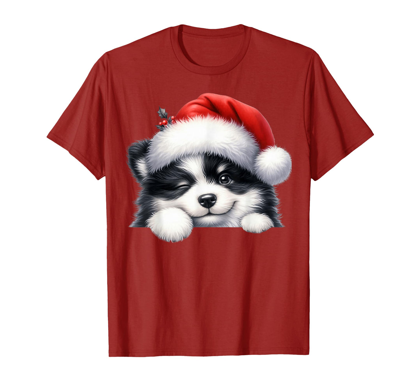 Karelian Bear Dog Dog Christmas Santa Hat Dog Mom Dad T-Shirt