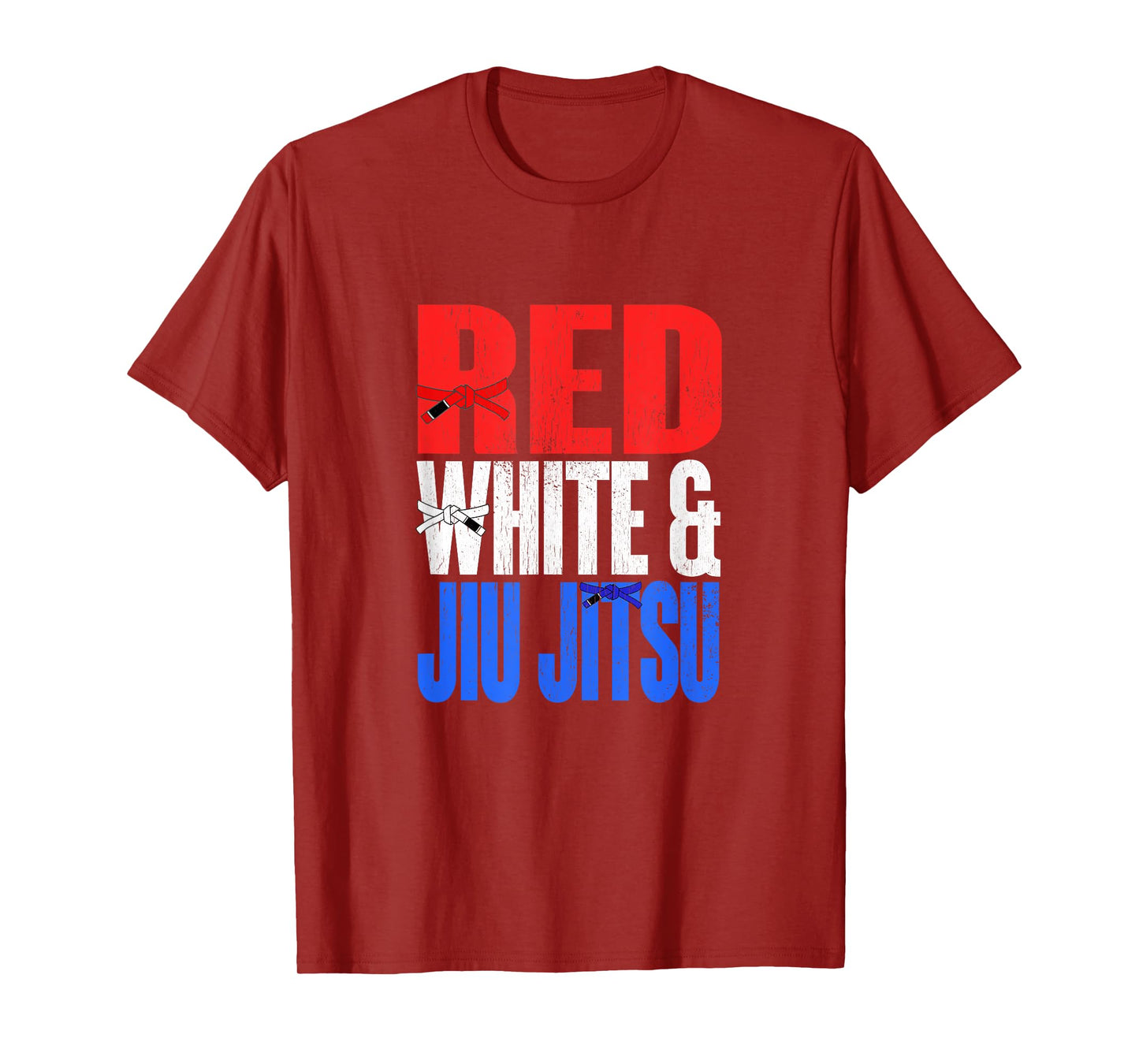 Red White and Jiu Jitsu Belt Patriotic Flag USA T-Shirt