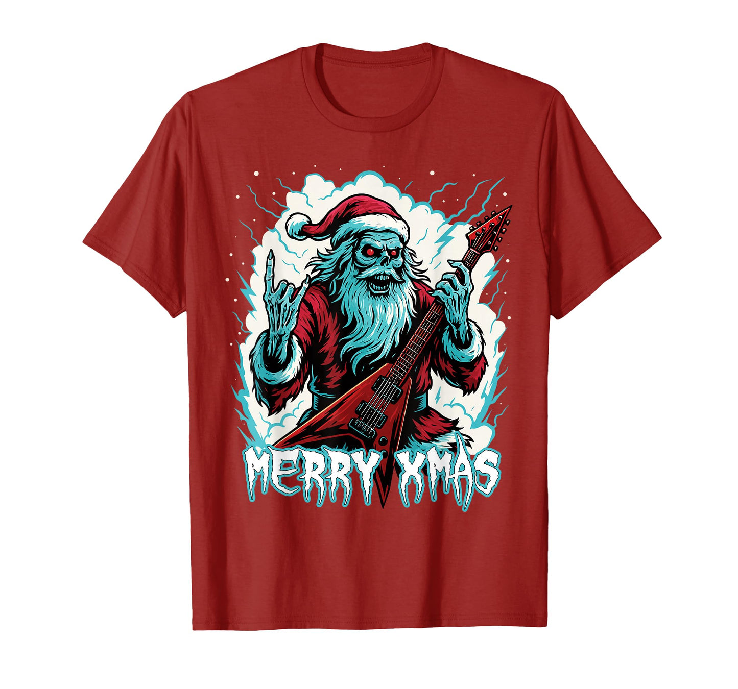 Hail Santa Pagan Happy Solstice Gothic Christmas Guitar T-Shirt