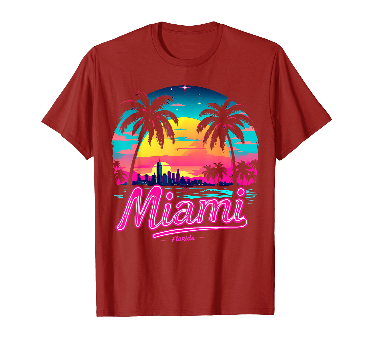 Vintage Miami Beach – Retro 305 Florida Sunset Graphic T-Shirt
