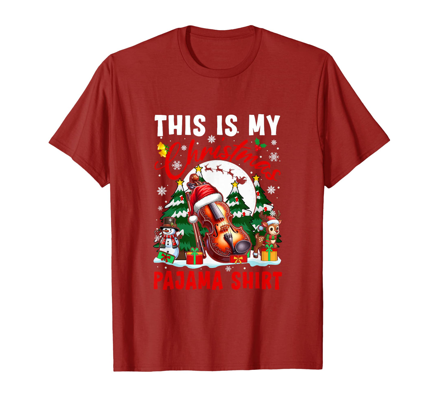 My Christmas Pajama Shirt Santa Violin Snowman Instrument T-Shirt
