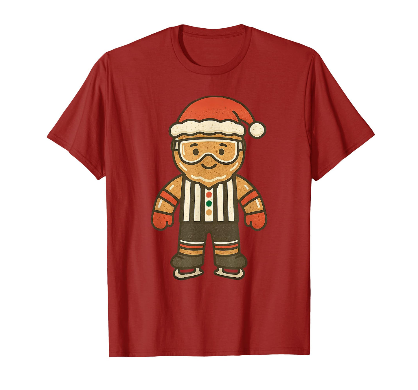 Gingerbread Referee Ice Hockey Christmas Vintage Funny Xmas T-Shirt