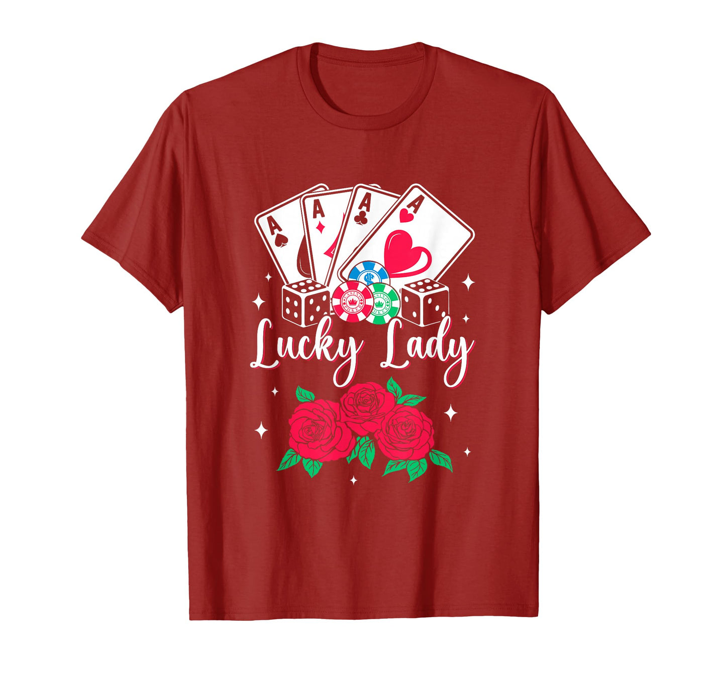 Lucky Lady Poker Player Gambling Casino Design Women T-Shirt