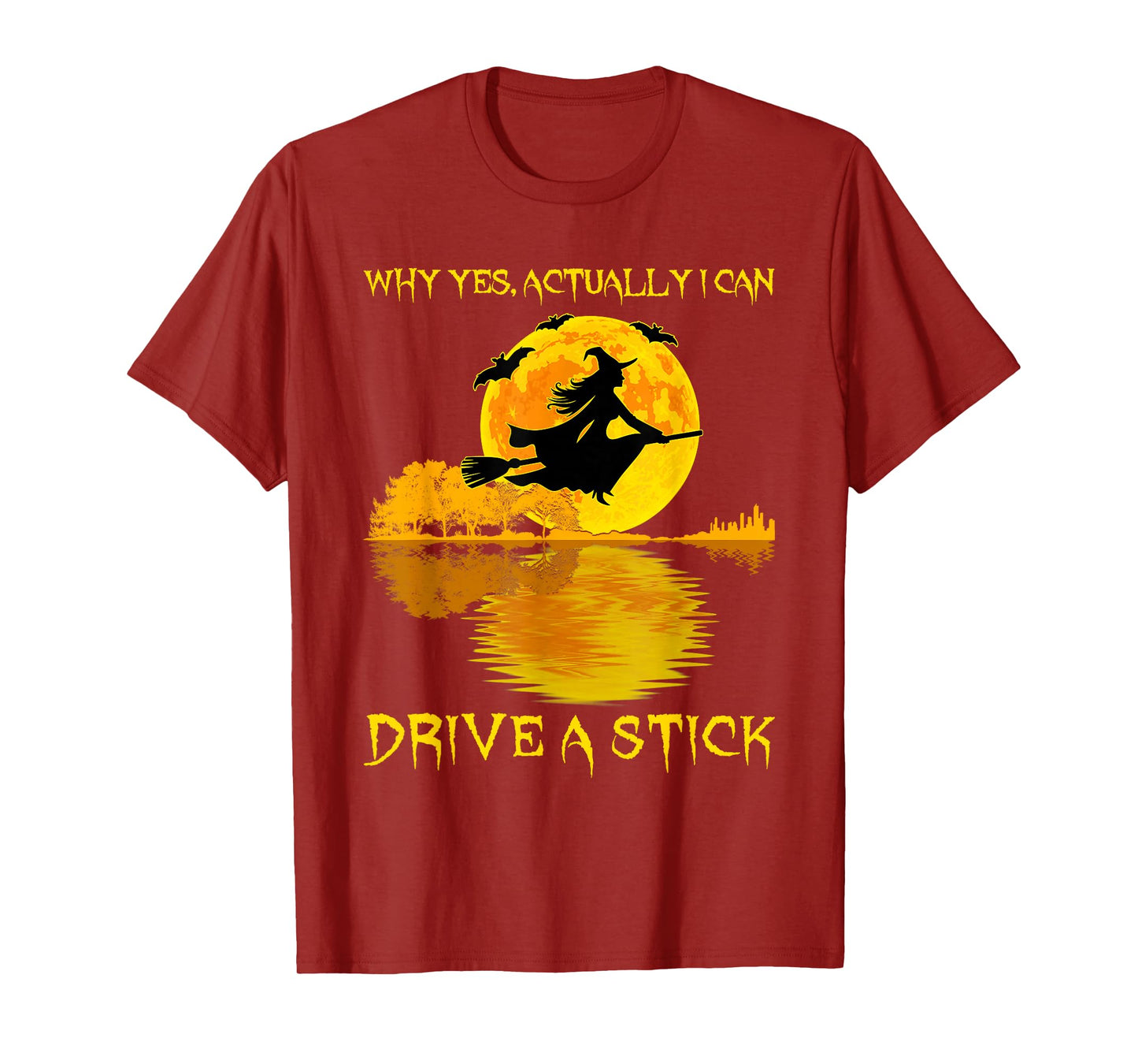 Why Yes Actually I Can Drive A Stick Witch Broom Halloween T-Shirt