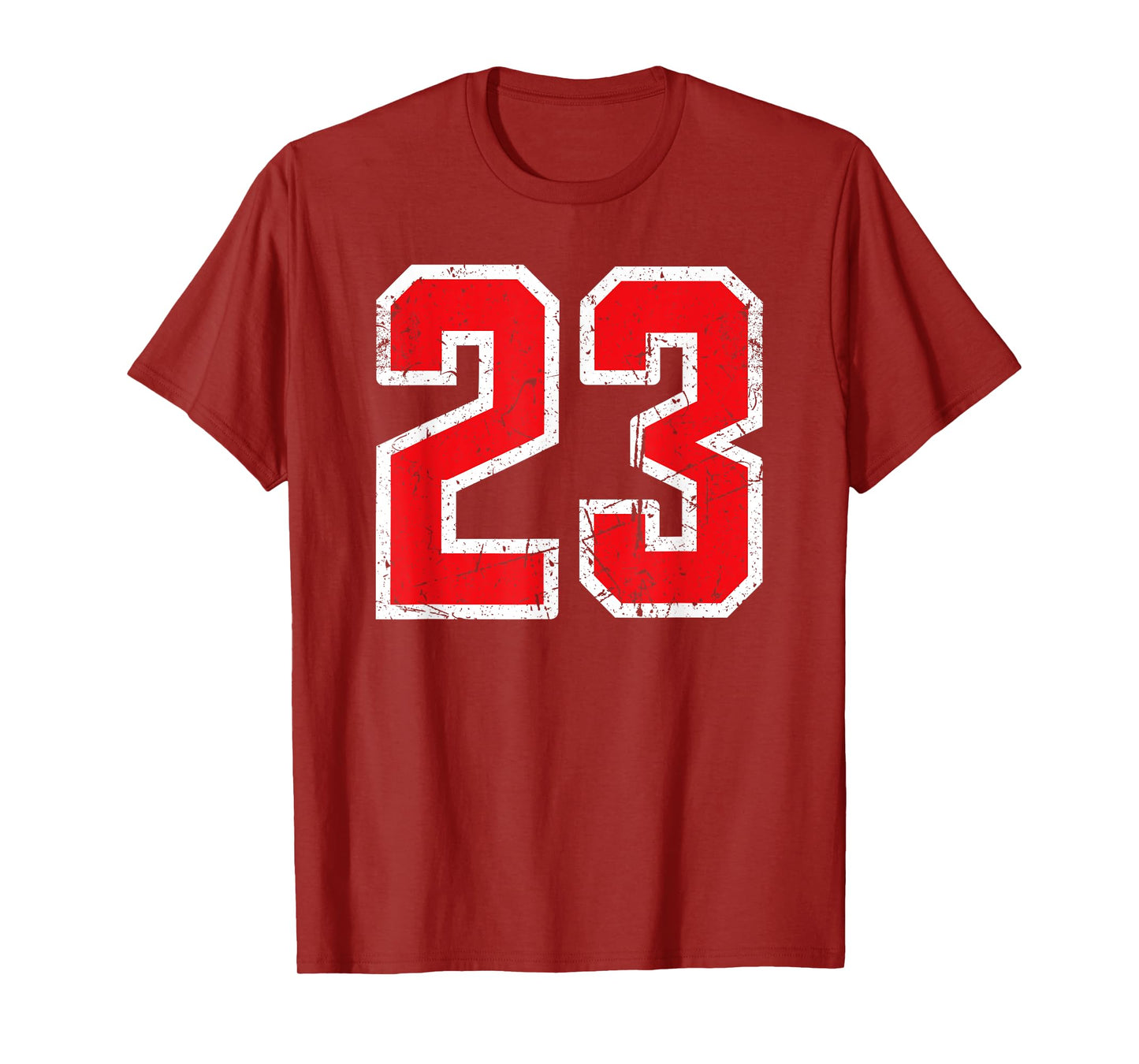 Number #23 White Red Vintage Varsity Number T-Shirt