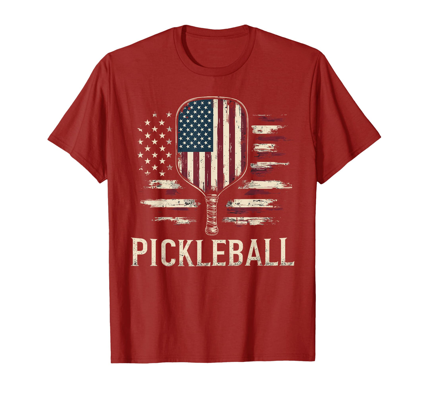 Pickleball Player US Flag Retro Paddleball T-Shirt