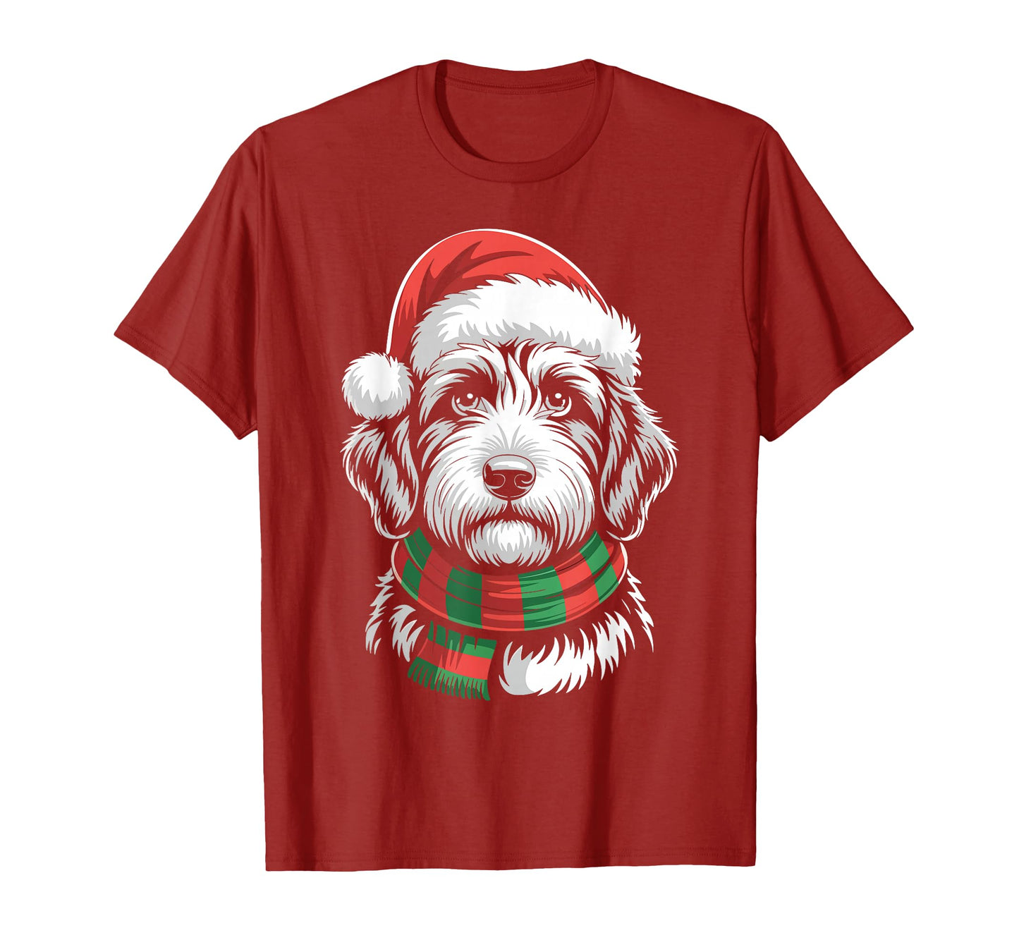 Labradoodle Dog Xmas Santa Hat Scarf Christmas Costume T-Shirt