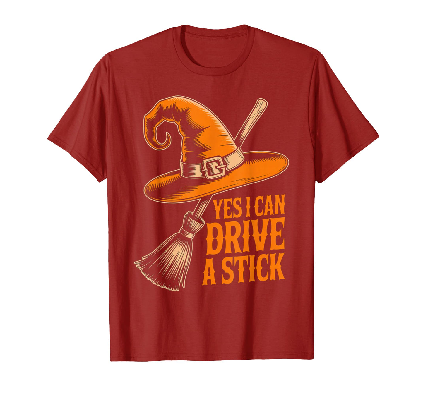 Yes I Can Drive A Stick Funny Halloween Witch Broom Quote T-Shirt