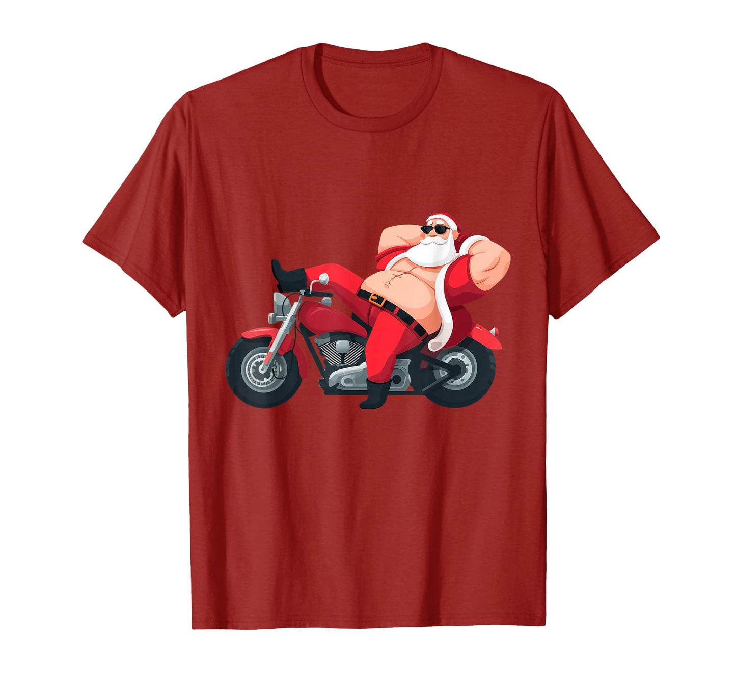 Funny Naughty Santa with Motorcycle Costume T-Shirt