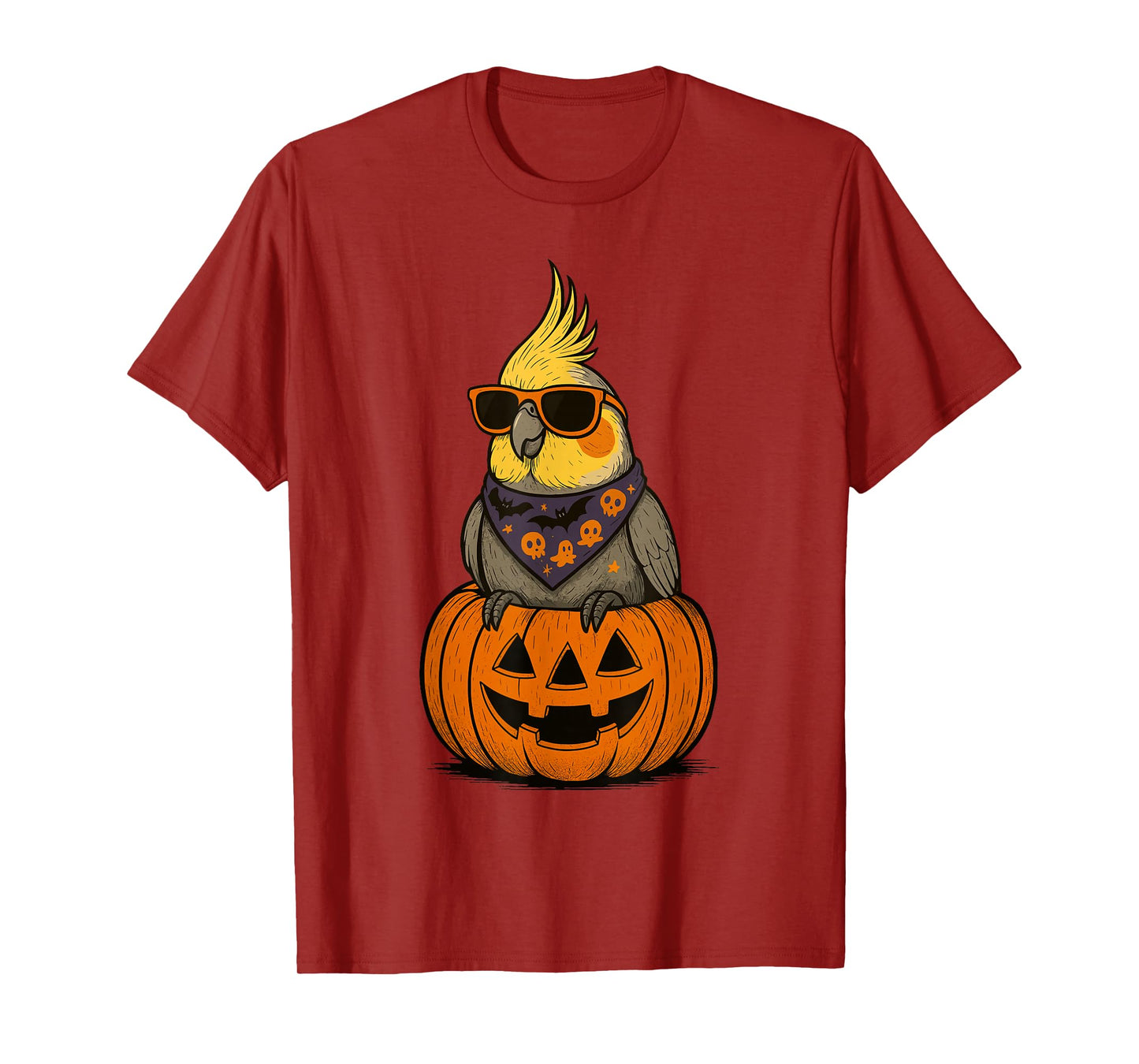 Spooky Cockatiel Pumpkin Halloween Parrot Lover T-Shirt