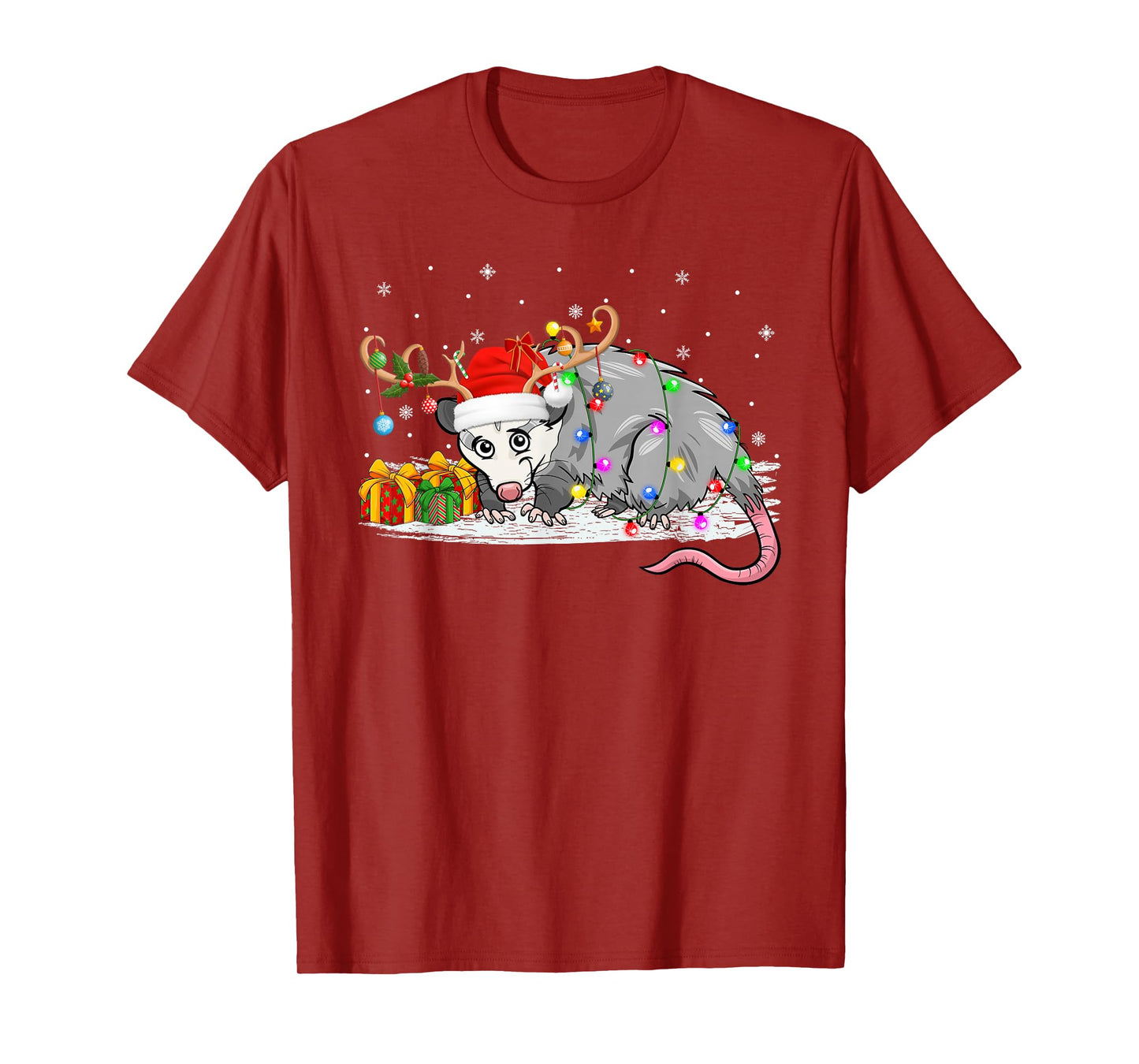 Opossum Christmas Lights Holiday Santa Xmas Pajamas T-Shirt