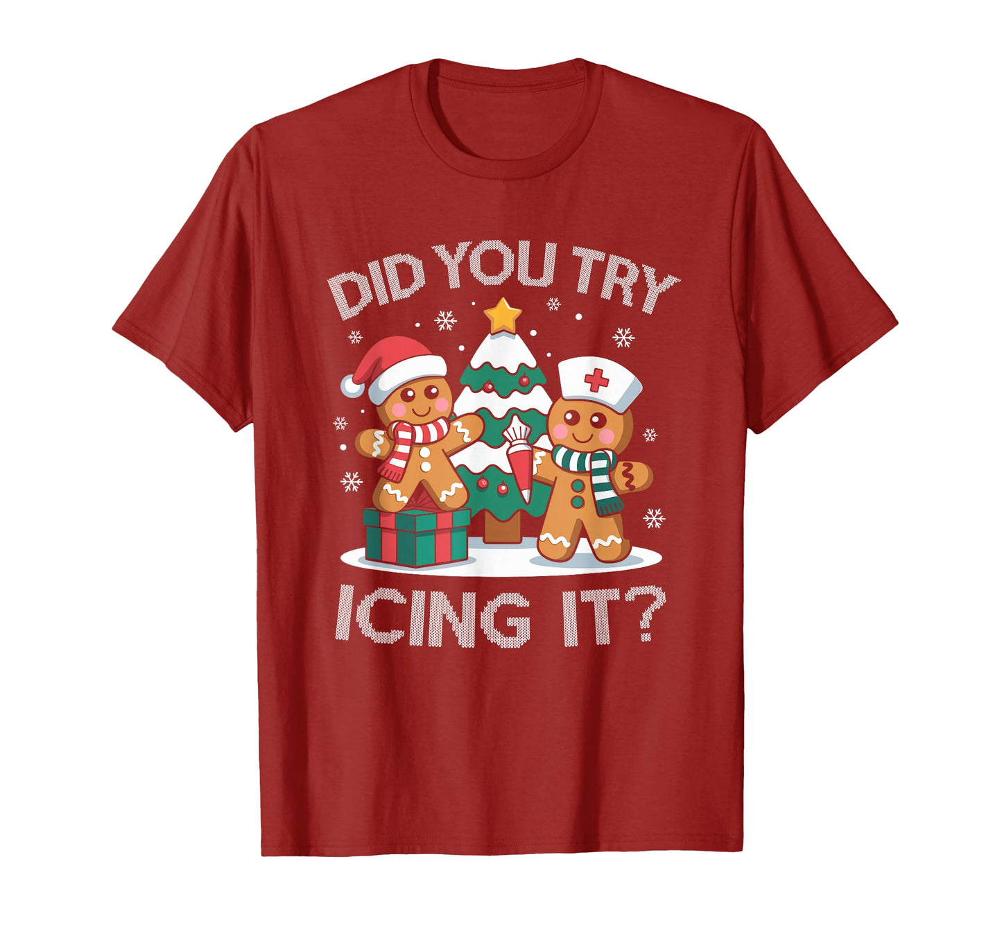 Did You Try Icing It Retro Christmas Gingerbread Nurse Squad T-Shirt
