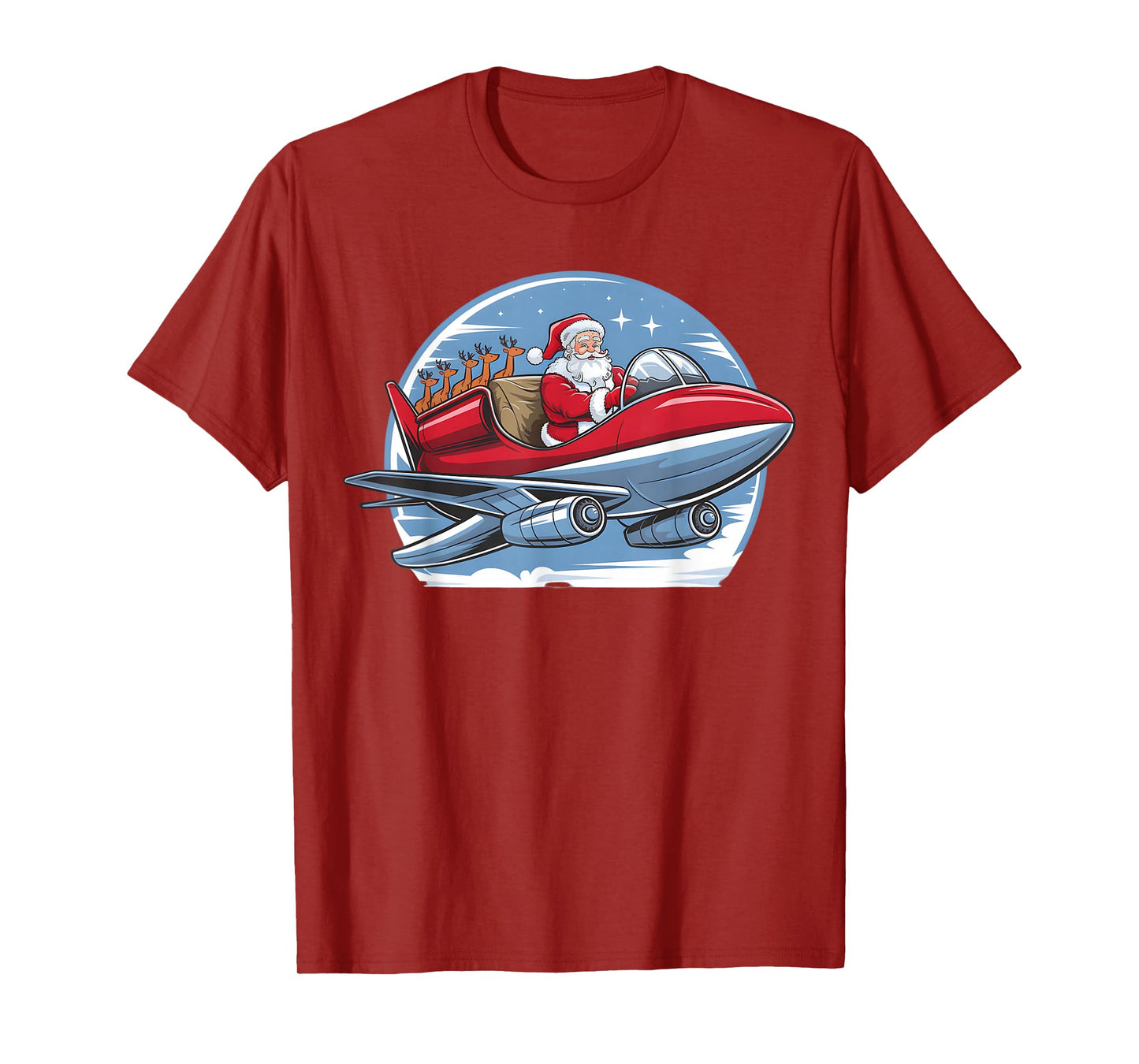 Christmas Airplane Pilot Plane Aviation Santa Boys Men Kids T-Shirt