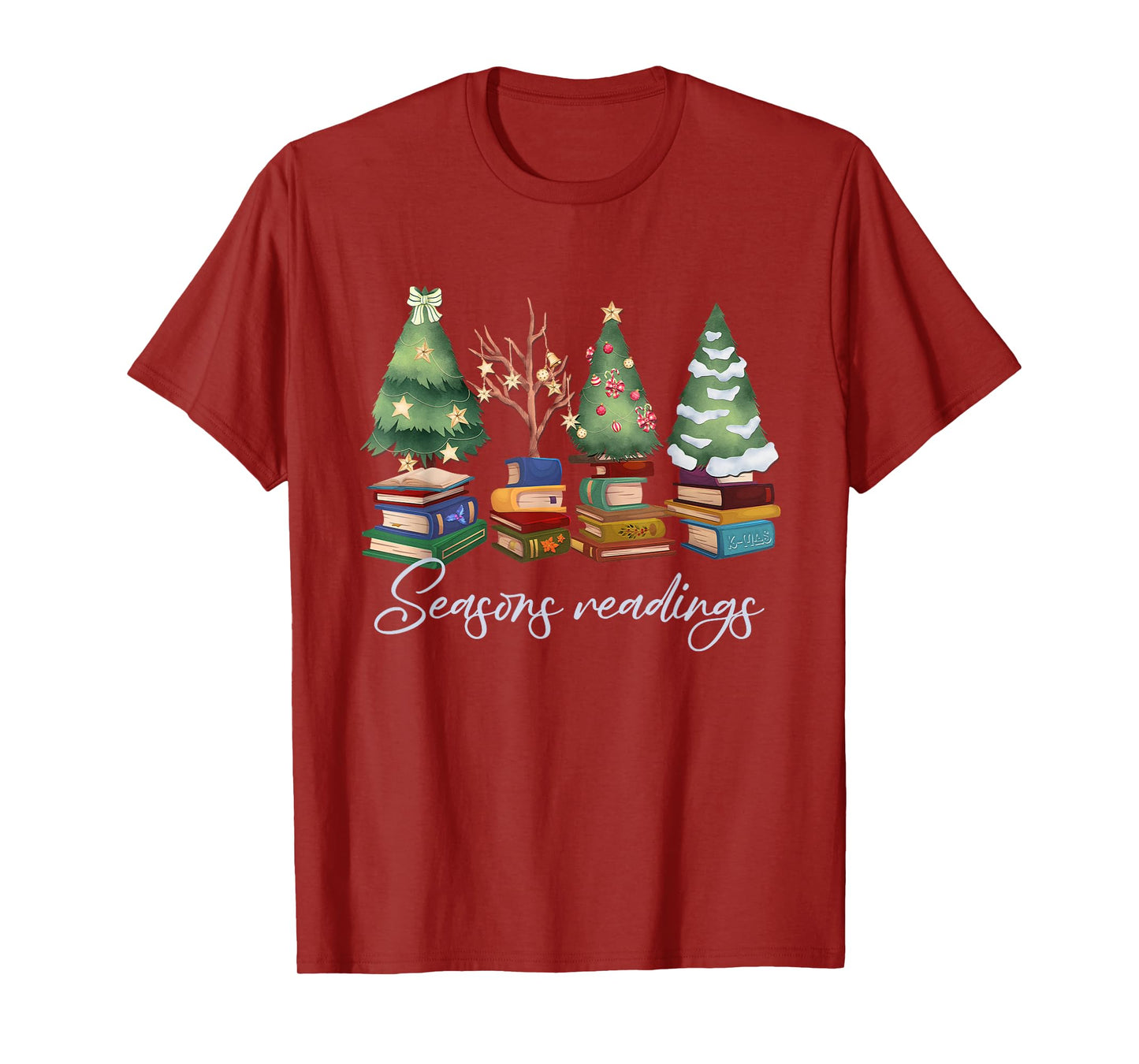 Vintage Seasons Readings Christmas Holiday Xmas Book Tree T-Shirt