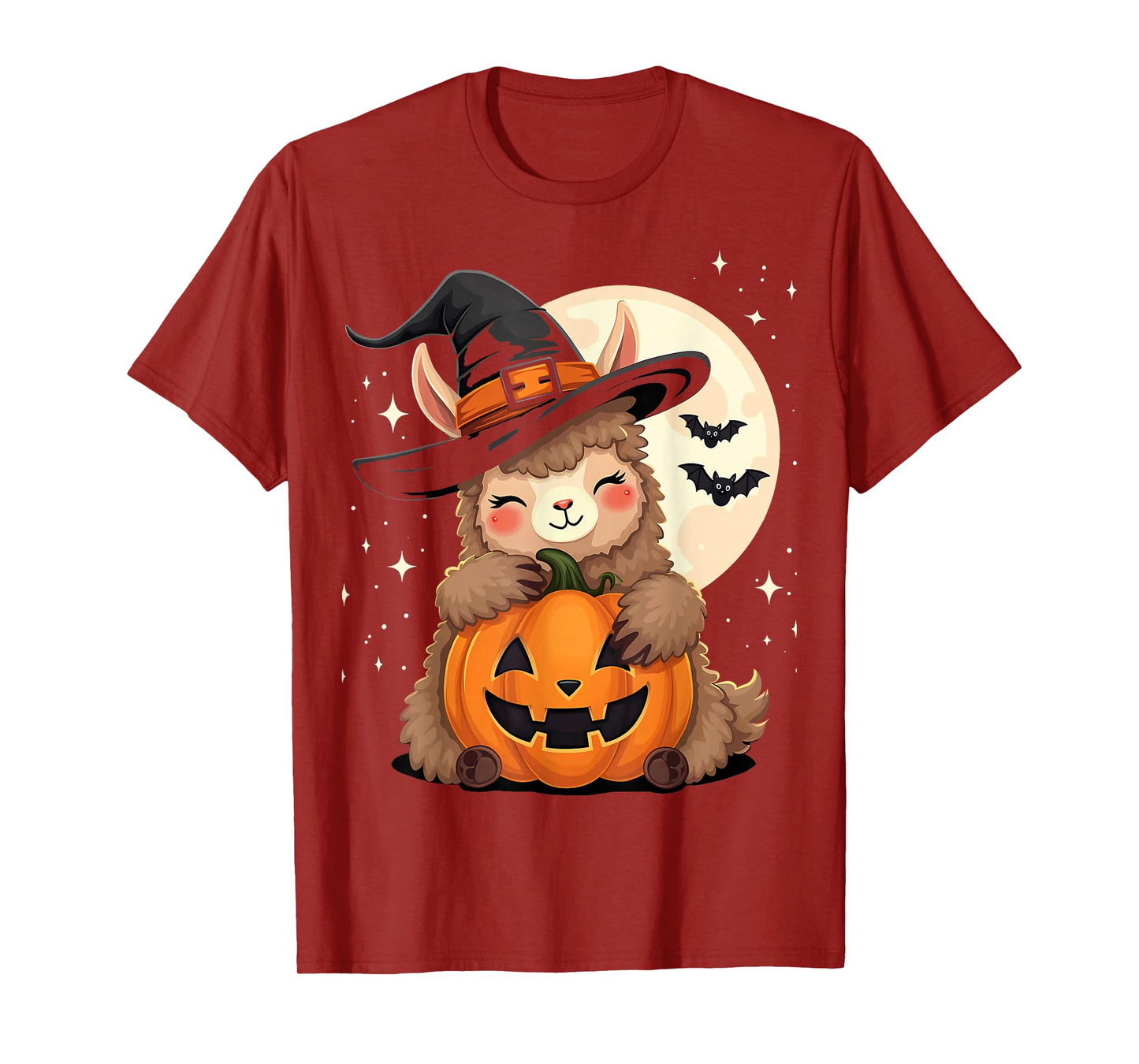 Cute Halloween Llama Witch Hat Pumpkin Spooky T-Shirt