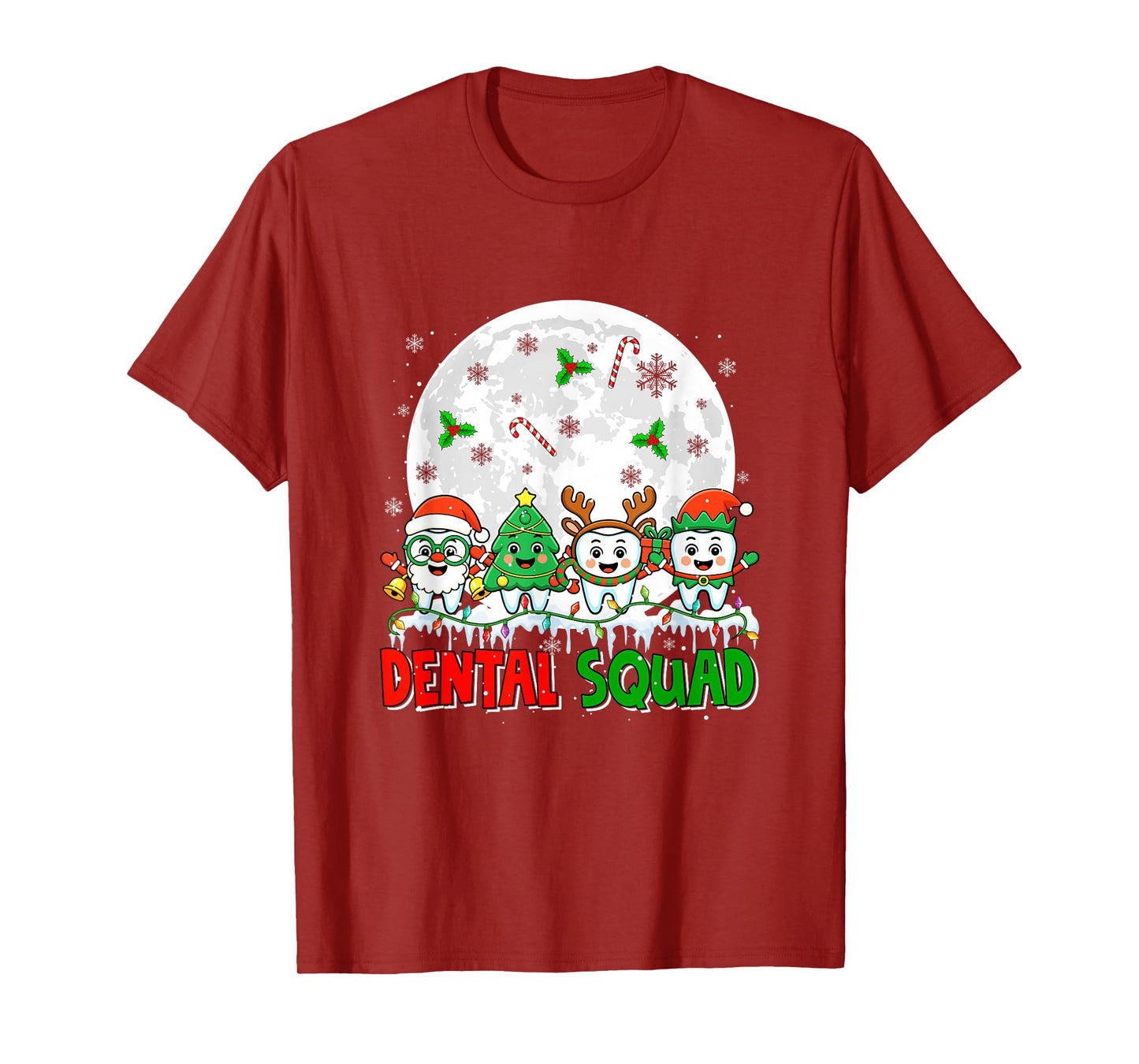 Dental Squad Santa Reindeer Xmas Tree Teeth Dentist T-Shirt