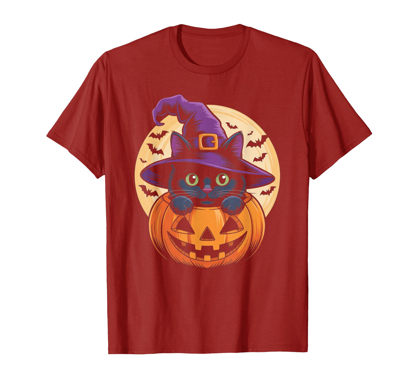 Cat Halloween Pumpkin Black Cat Scarry Spooky Gifts Kids T-Shirt