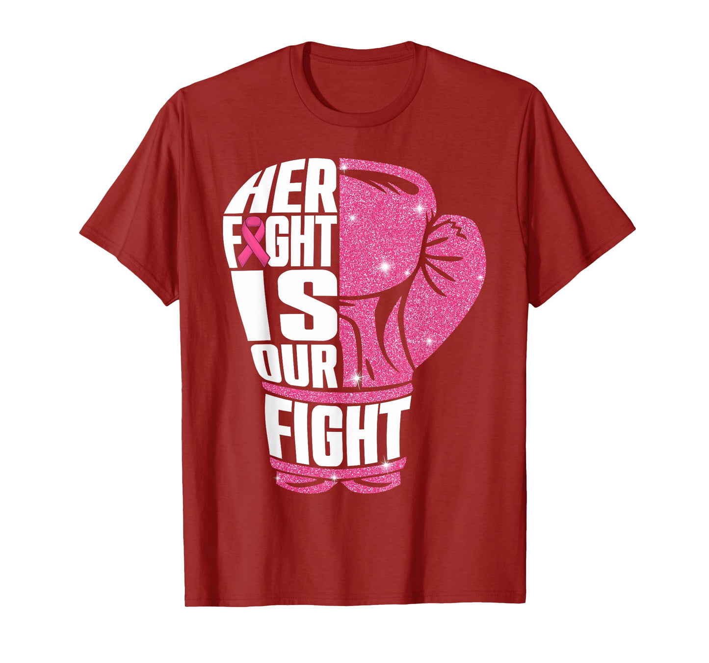 Her Fight Is Our Fight Breast Cancer Awareness Boxing Glove T-Shirt