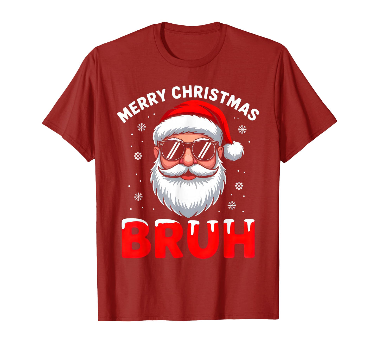 Merry Christmas Bruh Vintage Santa Claus Face Xmas Pajamas T-Shirt