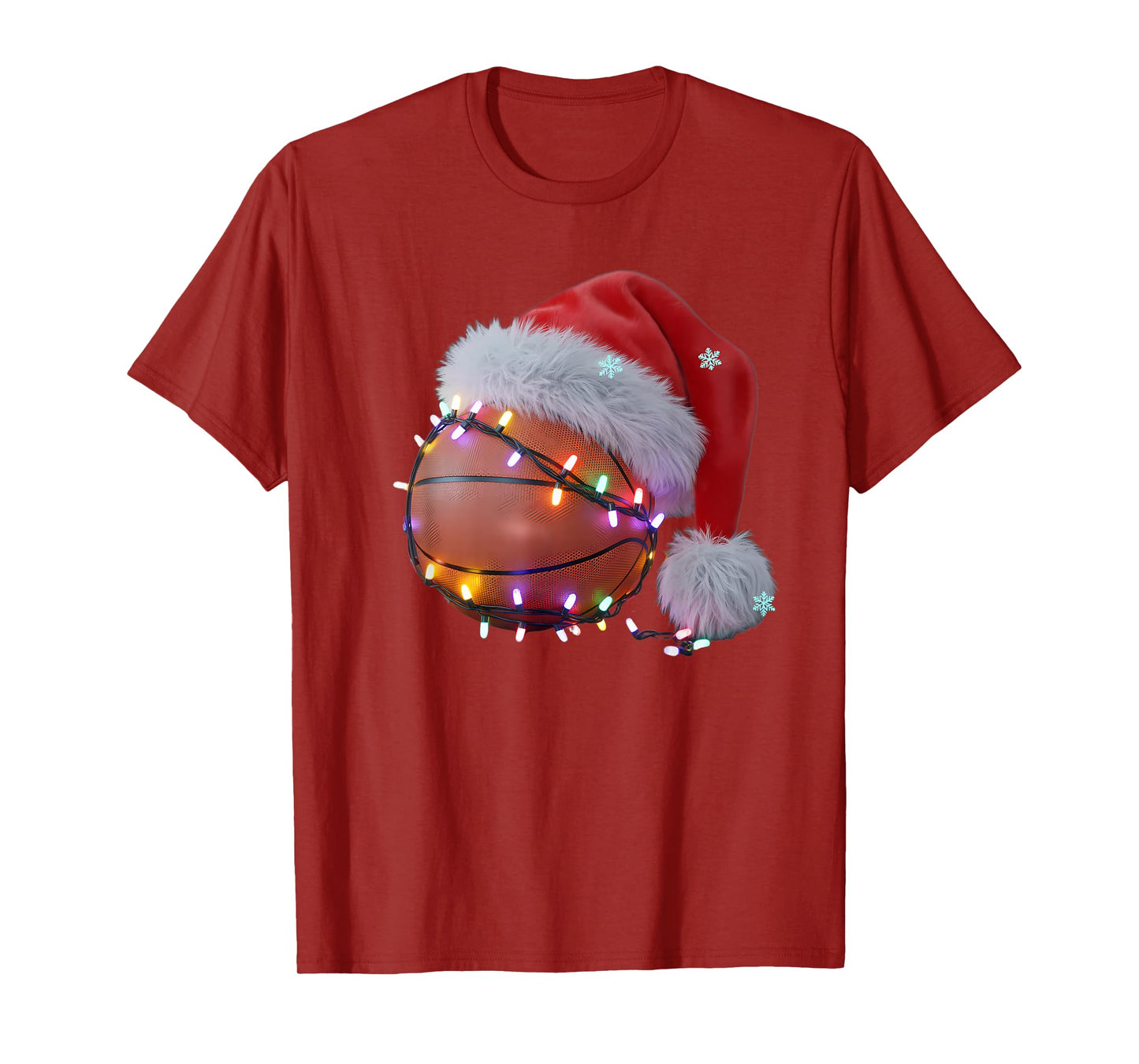 Christmas Basketball Santa Hat Funny Holiday T-Shirt