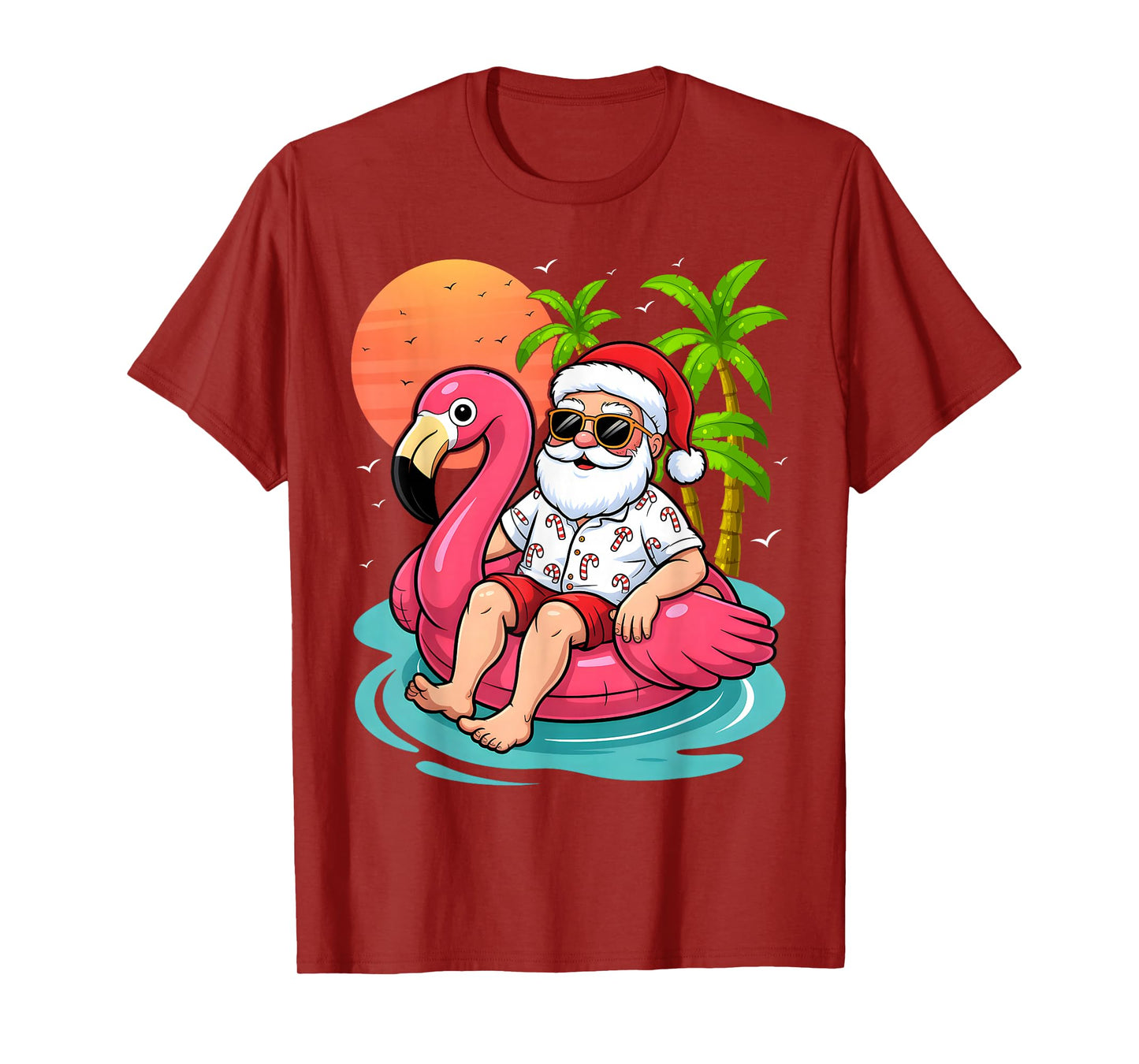 Chritmas in July Santa Flamingo Float Men Women Kids T-Shirt