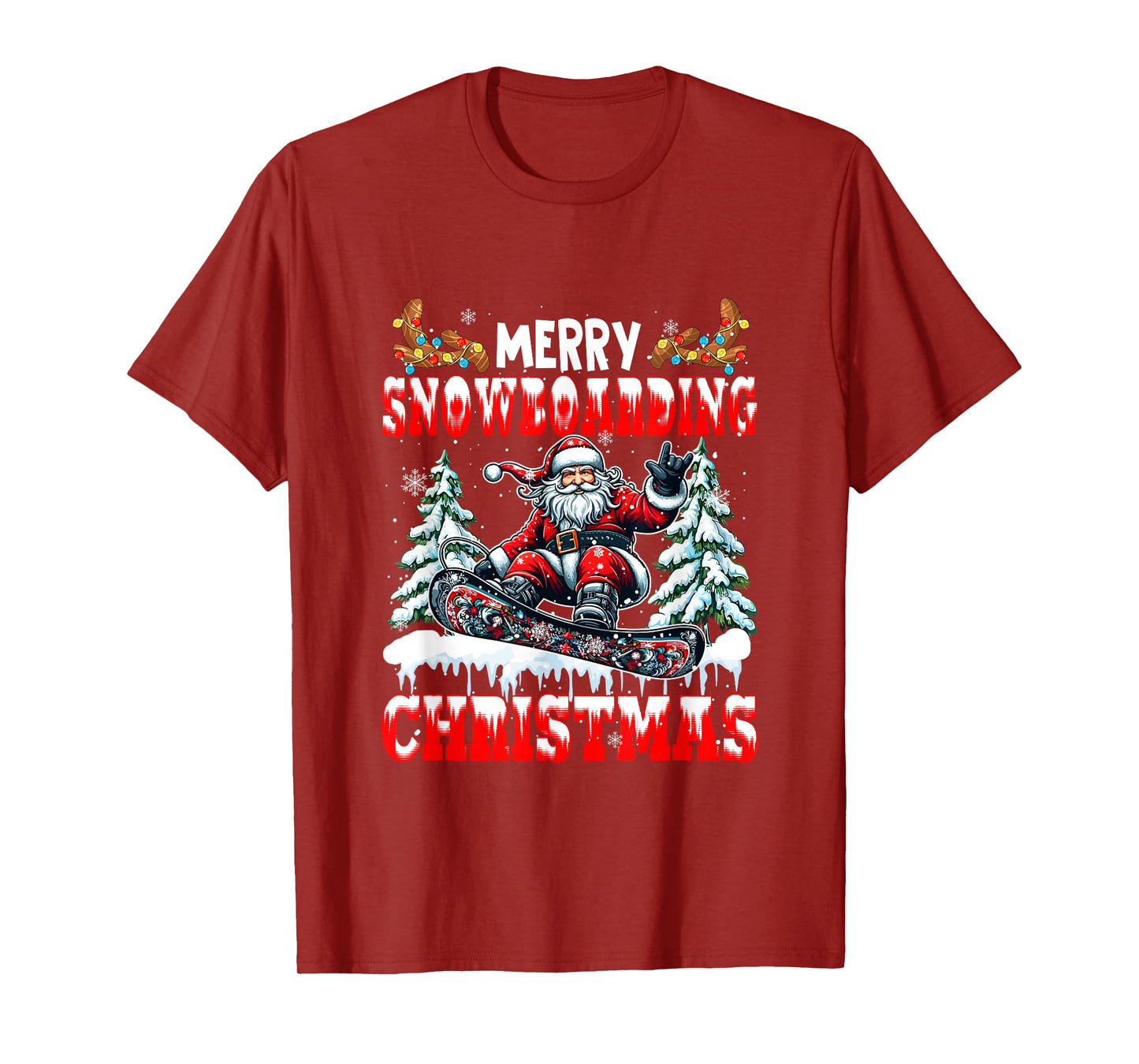 Merry Christmas Snowboarding Santa Costume Sport Lover T-Shirt